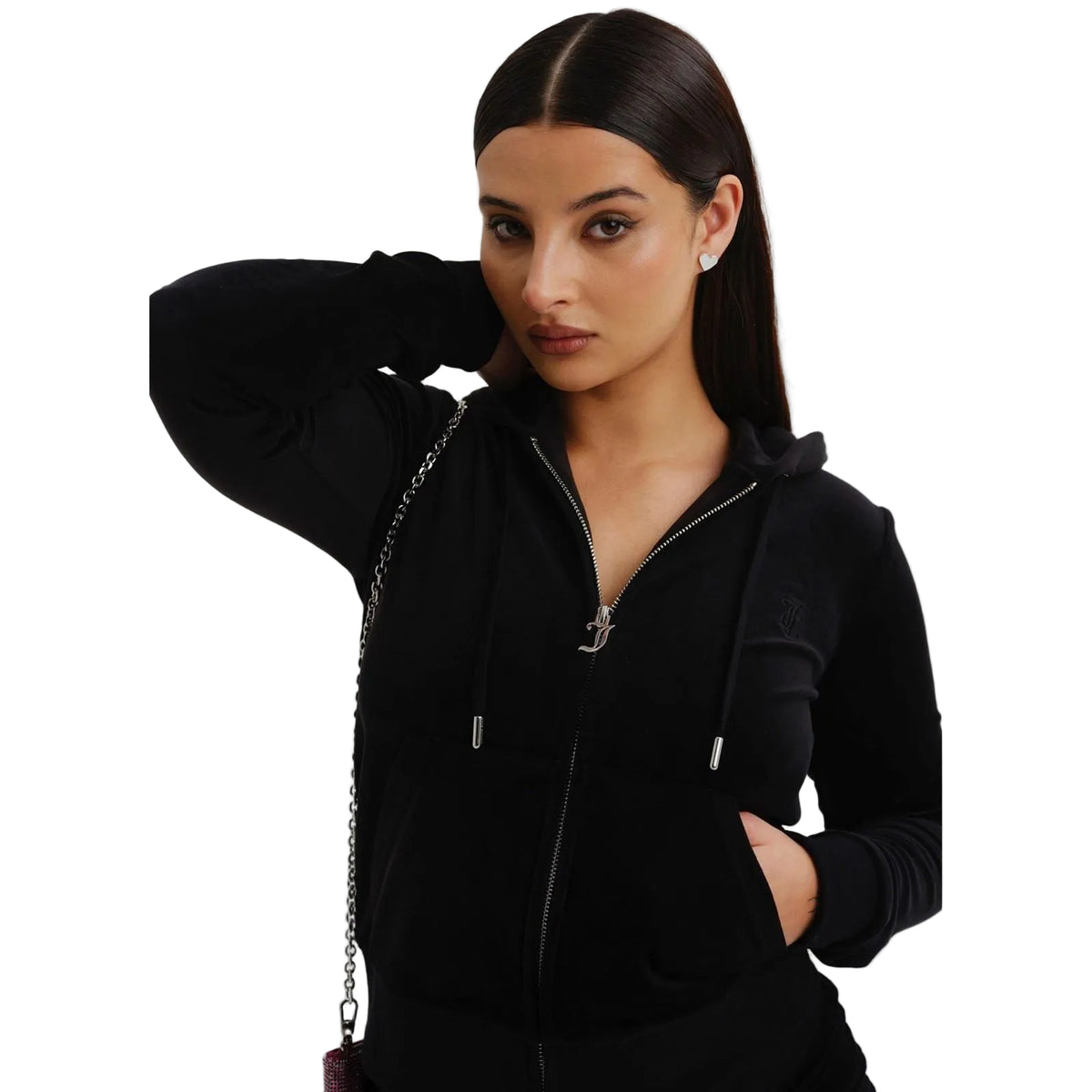 Juicy Couture Robertson Classic Polyester Women's Black Hoodie