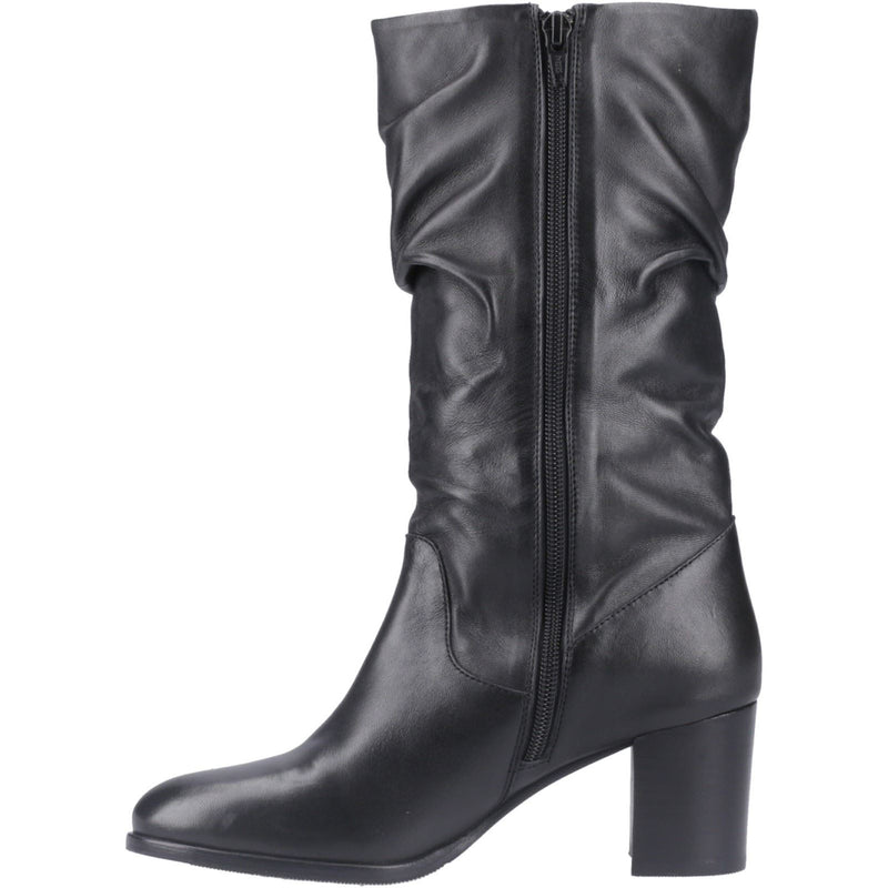 Hush Puppies Cosima Leather Women's Black Leather Heeled Knee High Boots