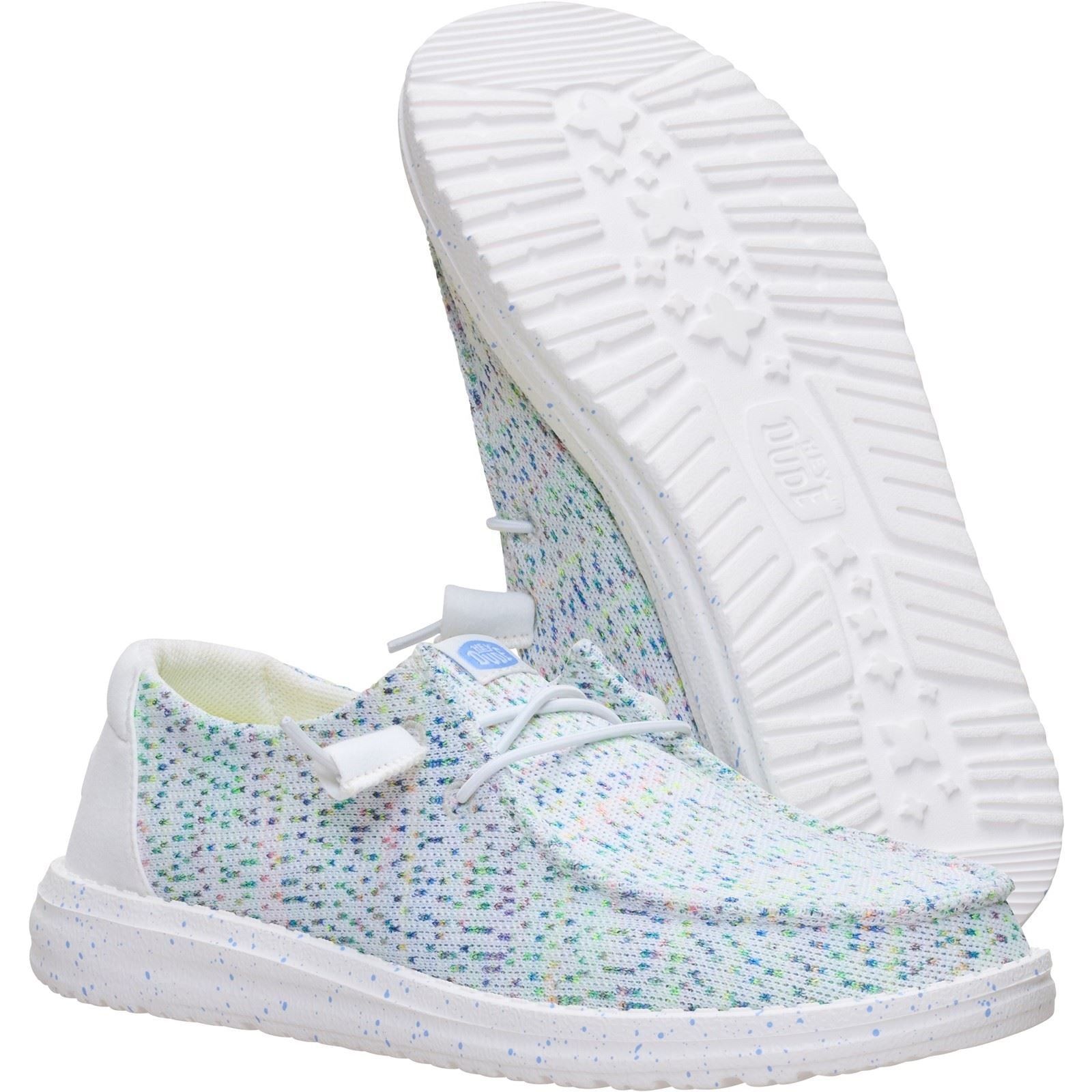HEYDUDE Wendy Stretch Polyester Women's White/Multi Loafers