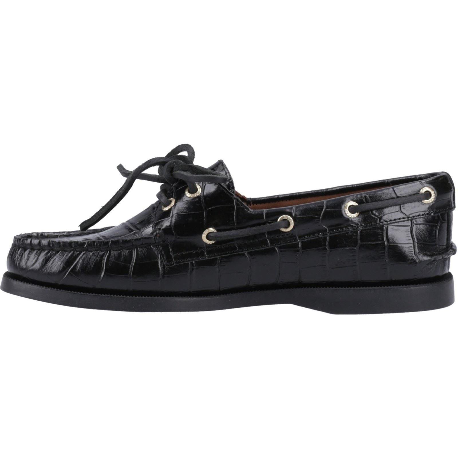 Sperry Authentic 2 Eye Leather Women's Black Boat Shoes
