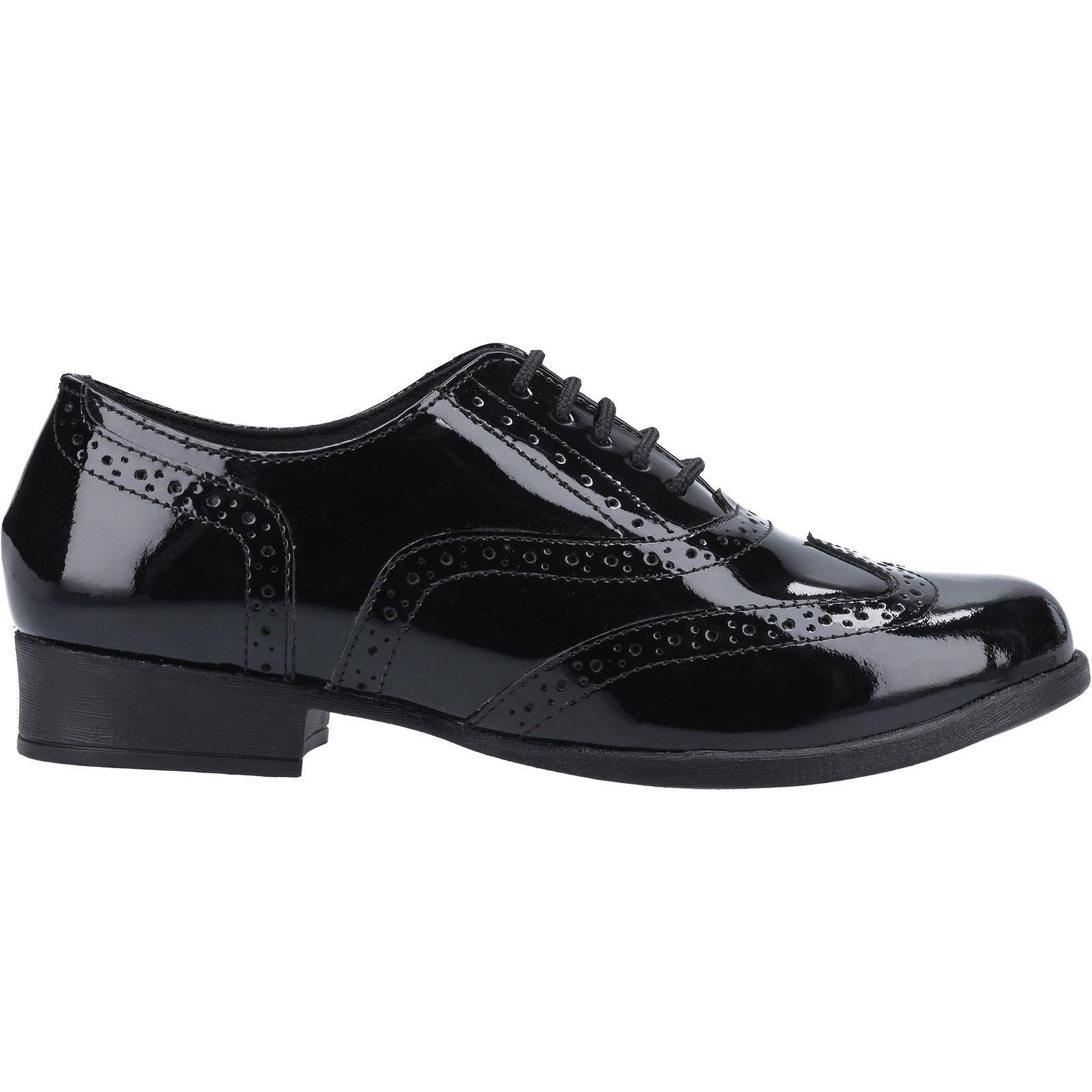 Hush Puppies Kada Youth Girl's Patent Leather Black Brogues