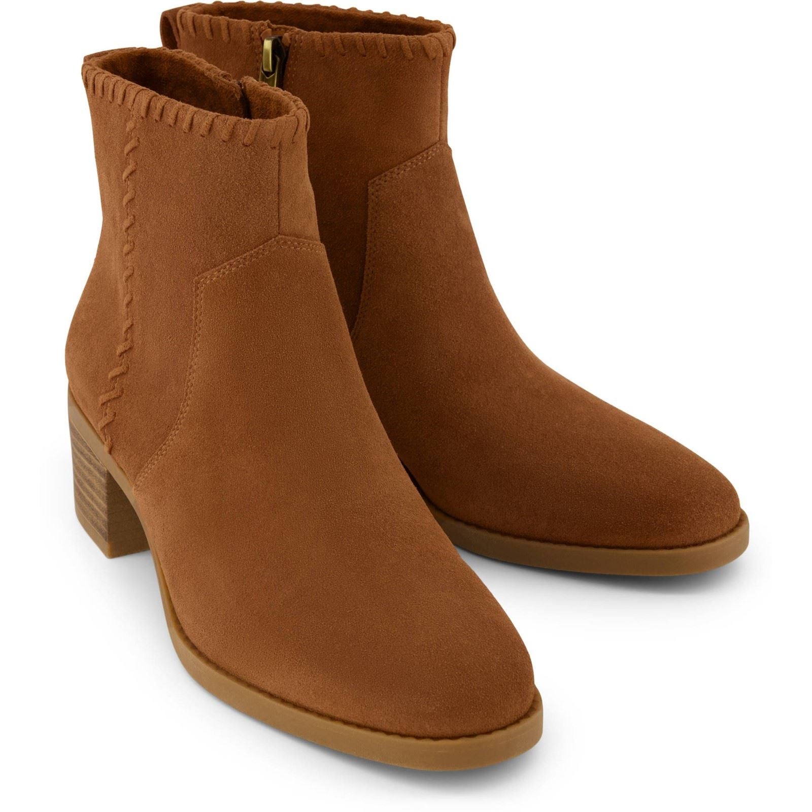 TOMS Delilah Heeled Suede Women's Tan Heeled Ankle Boots
