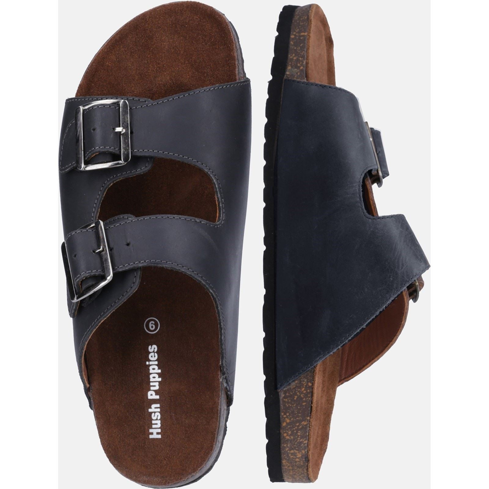 Hush Puppies Nash Slider Leather Men's Black Sandals