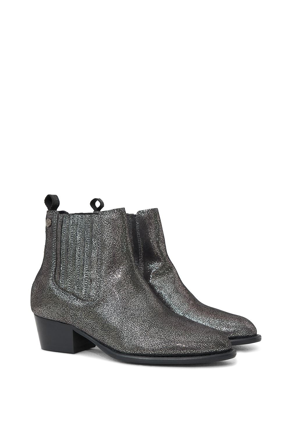Osprey London The Janey Leather Women's Gunmetal Ankle Boots