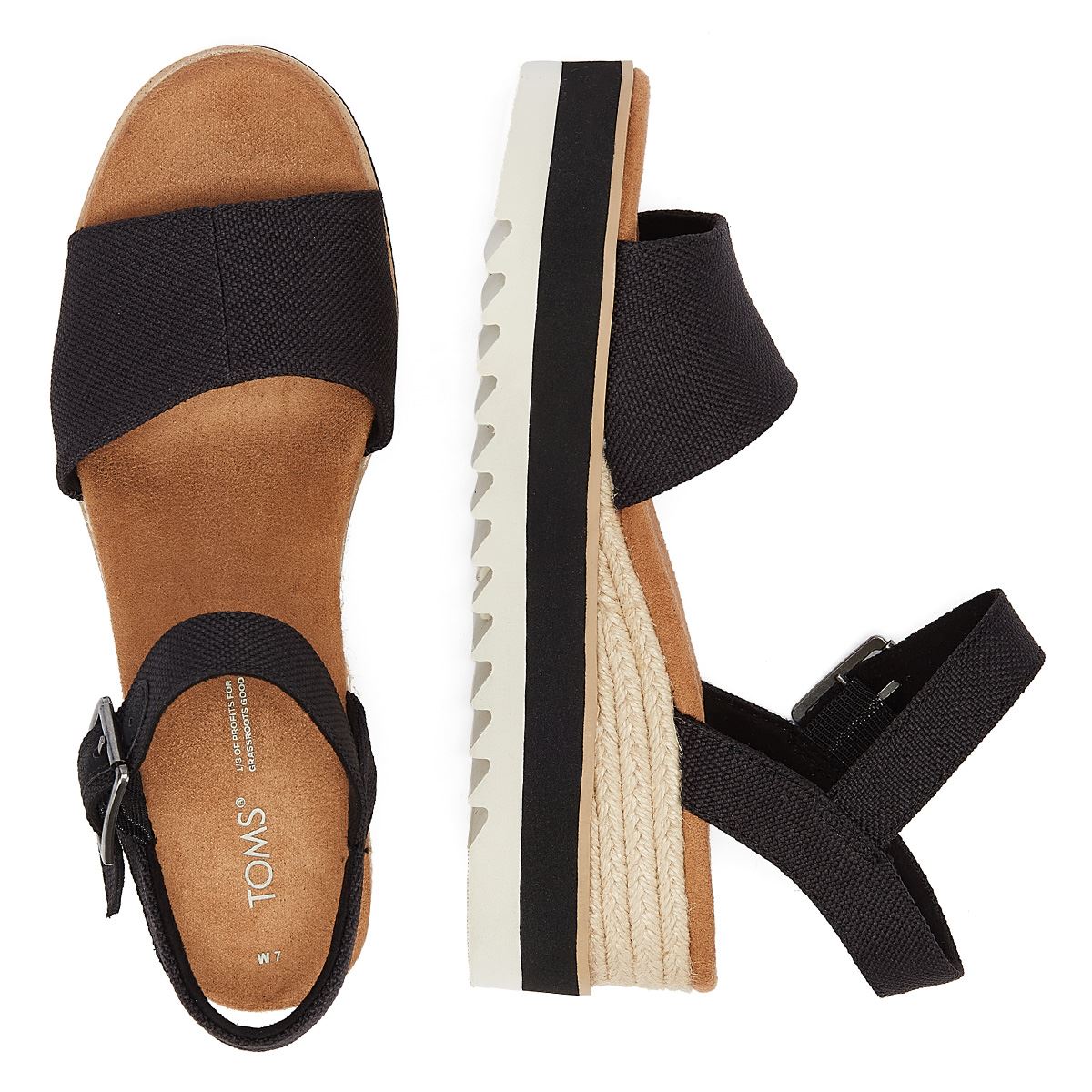 TOMS: Diana Wedge Sandals Black Canvas – The Vogue Boutique