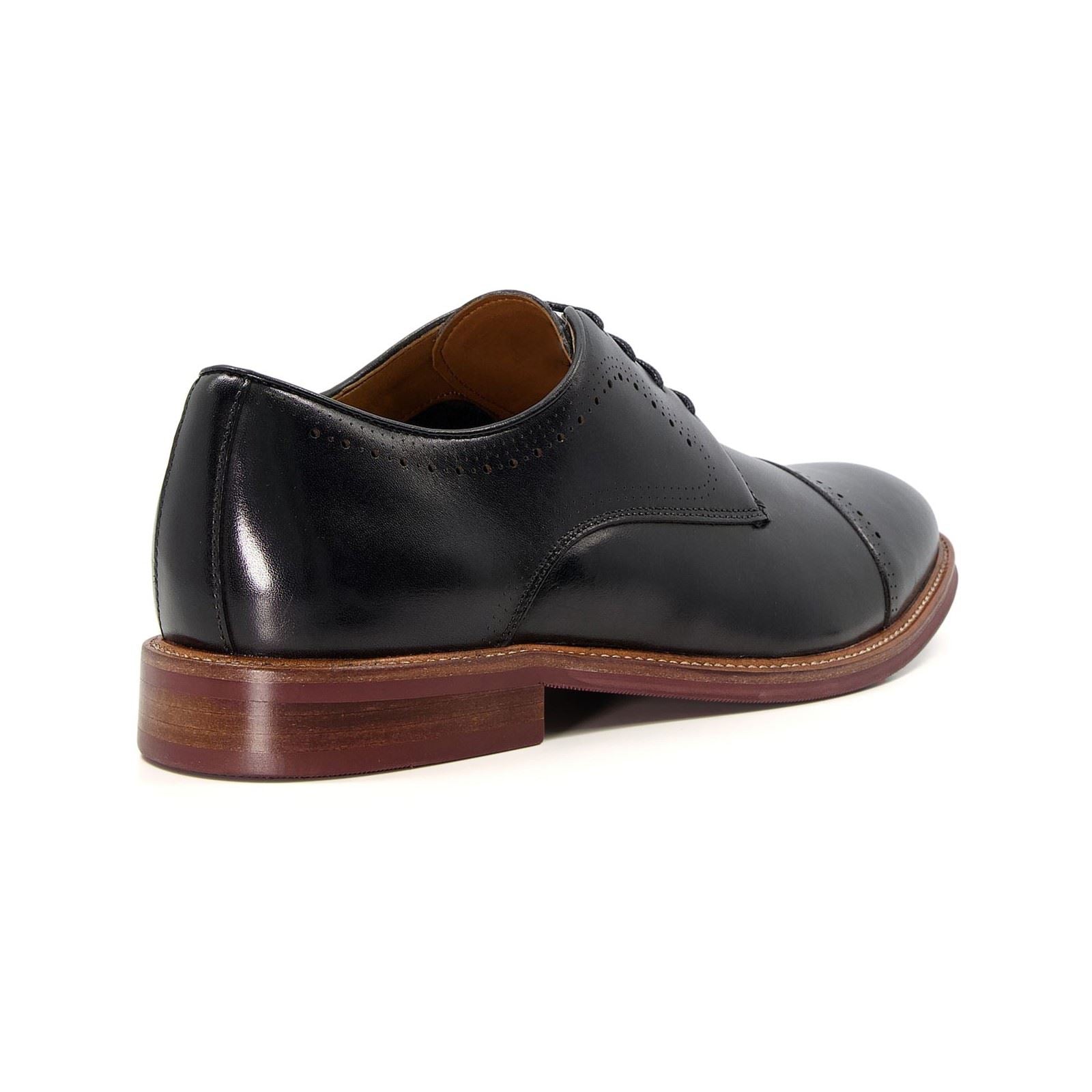 Dune Savion Leather Men's Black Oxford Shoes