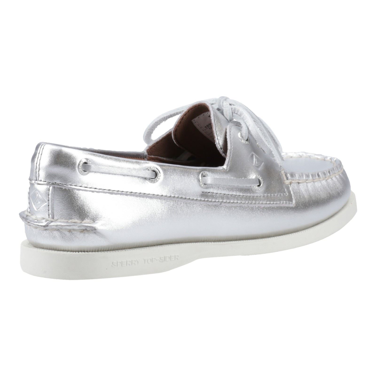 Sperry Authentic 2 Eye Leather Women's Silver Boat Shoes
