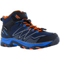 Hi-Tec Blackout Mid Synthetic Soft Shell Junior Navy/Orange/Lake Blue Hiking Boots