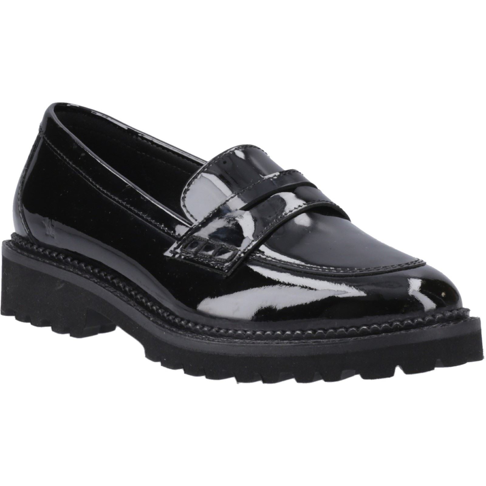 Hush Puppies Grazia Patent Leather Youth Girl's Black Loafers