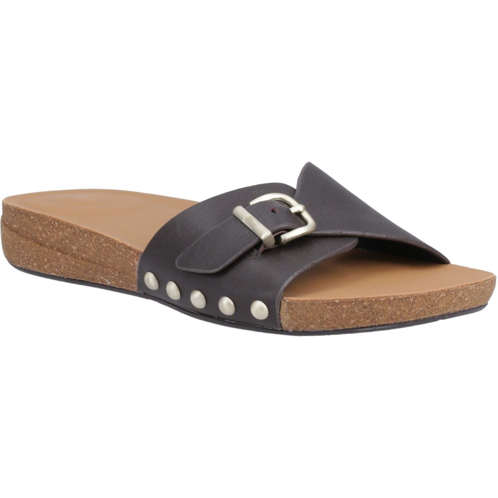 Fitflop iQushion Adjustable Buckle Leather Women's Chocolate Brown Sandals