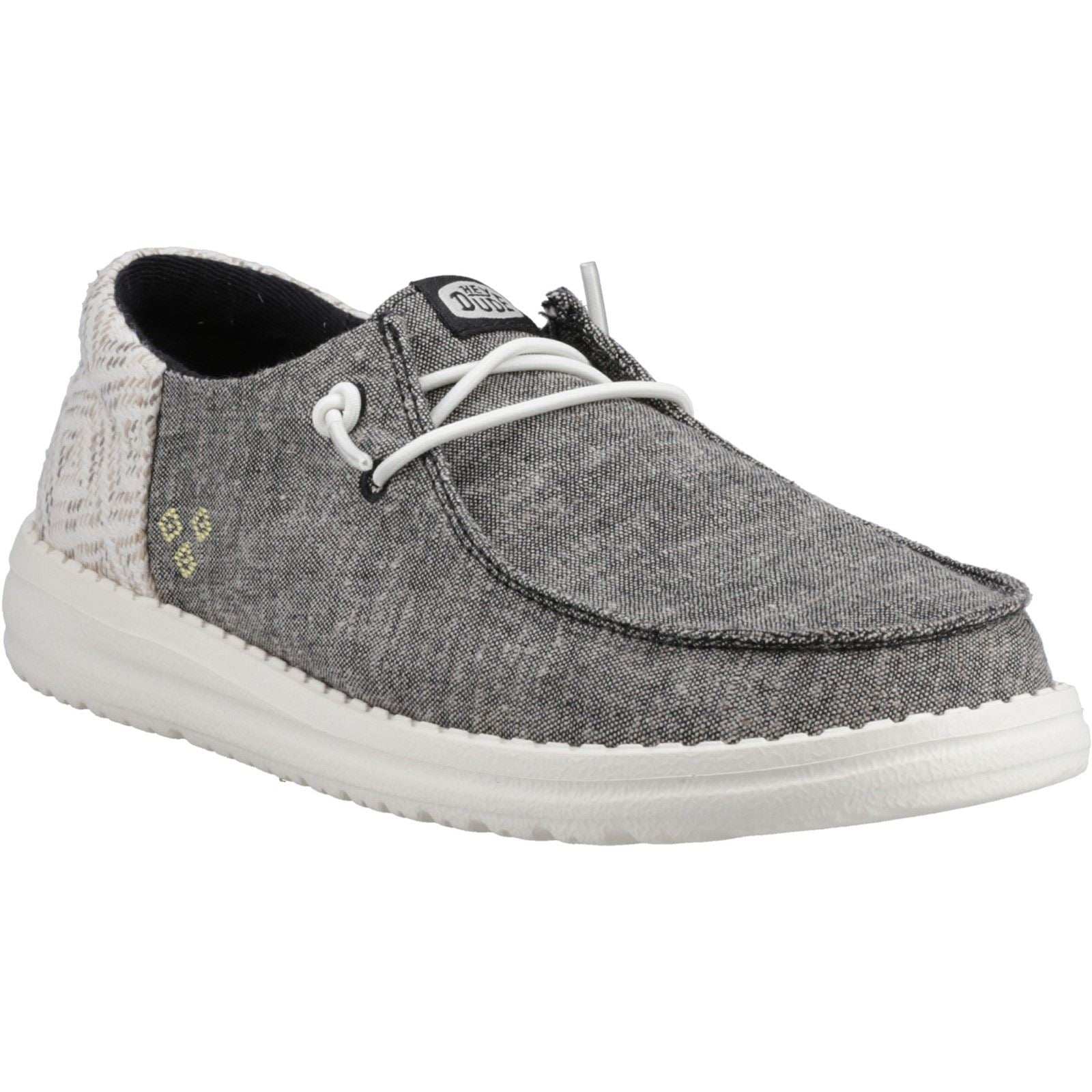 HEYDUDE Wendy Funk Surf Baja Cotton Blend Women's Grey Moccasins Shoes