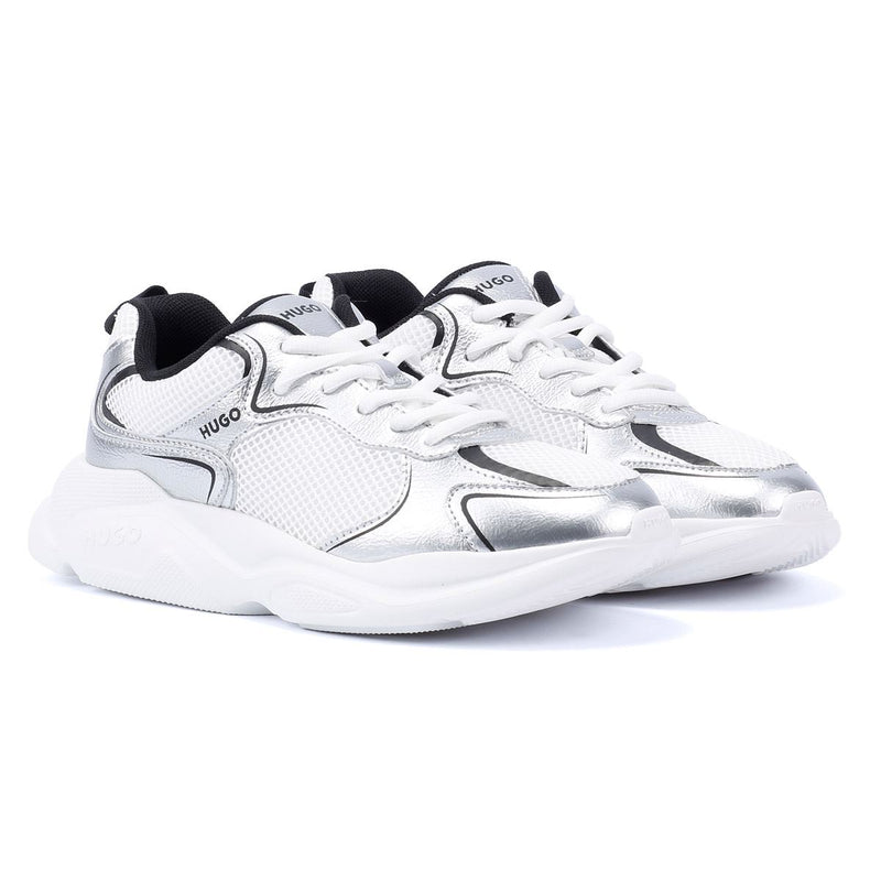 Hugo Leon Tennis Women's Silver/Black Trainers