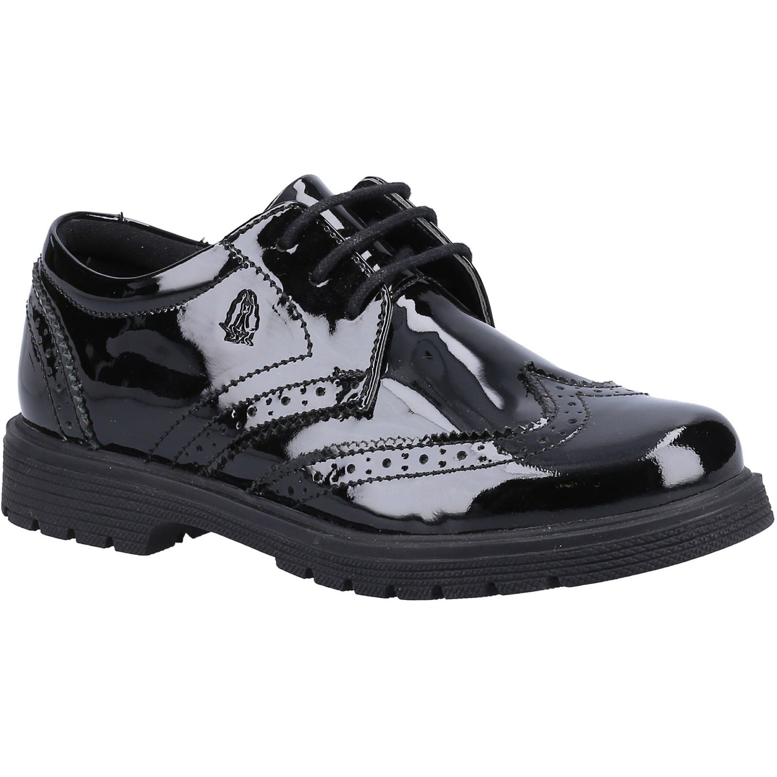 Hush Puppies Sally Youth Girl's Black Patent Leather Brogues