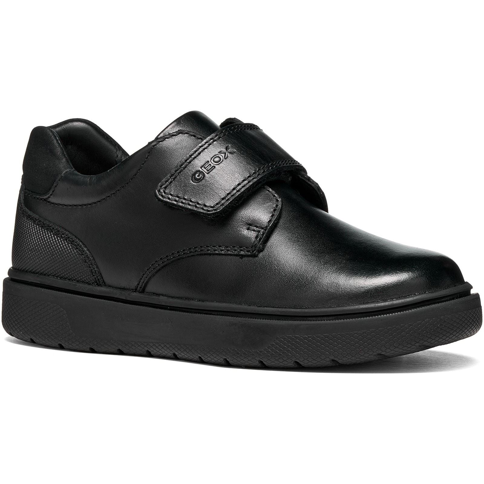 Geox J Riddock Leather Youth Black Shoes