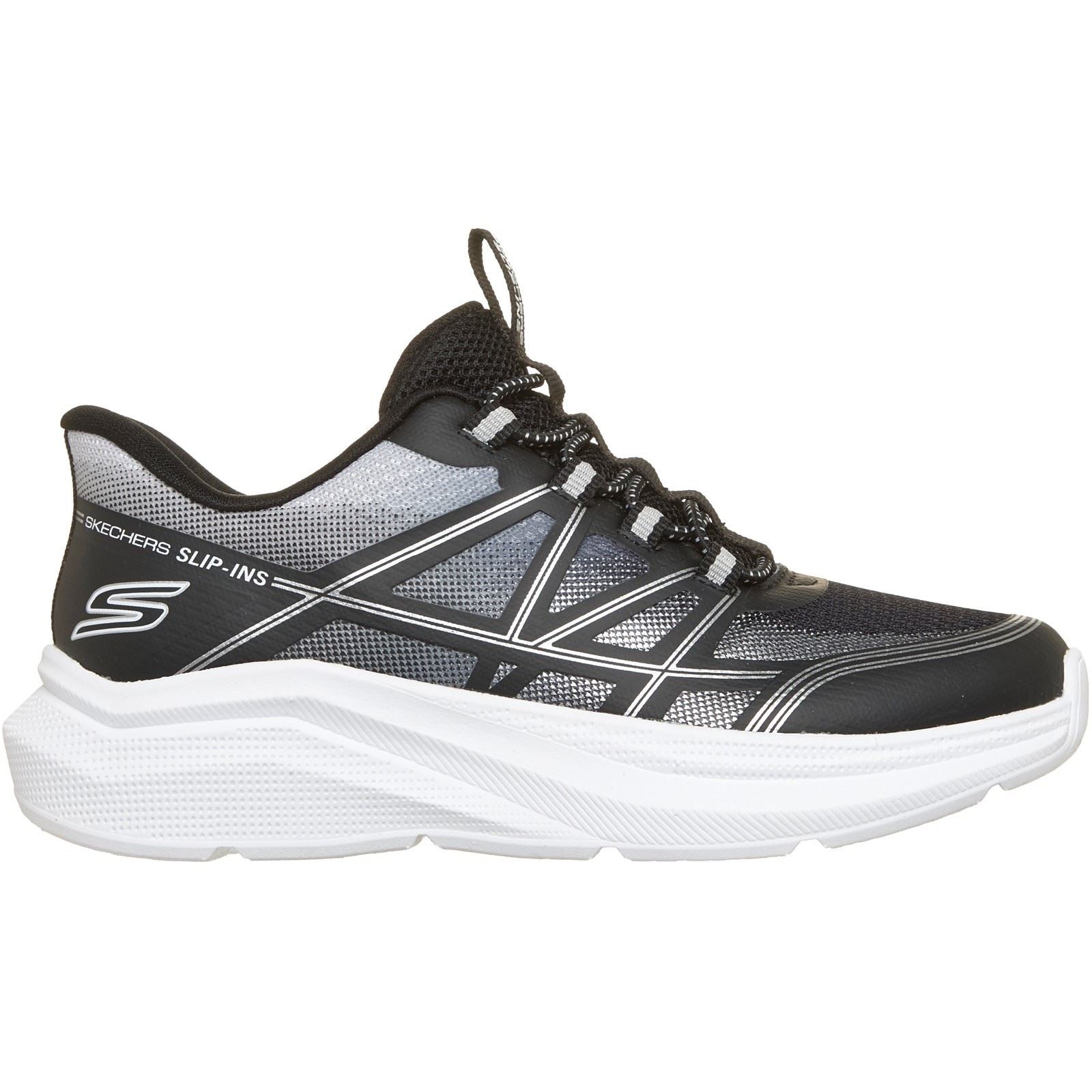 Skechers Microspec Velocity Grid-Shift Black/Silver & White Trainers