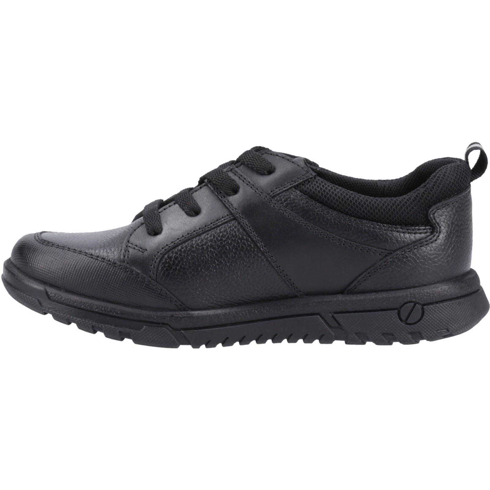 Hush Puppies Steven Leather Youth Boy's Black Lace-Up Shoes