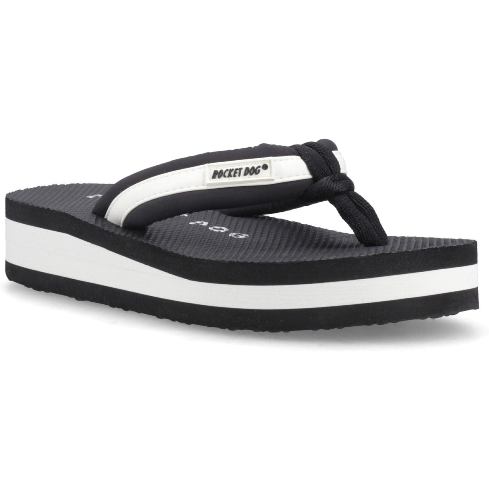 Rocket Dog Monica Nylon PU Textile Women's Black/Off White Flip Flops