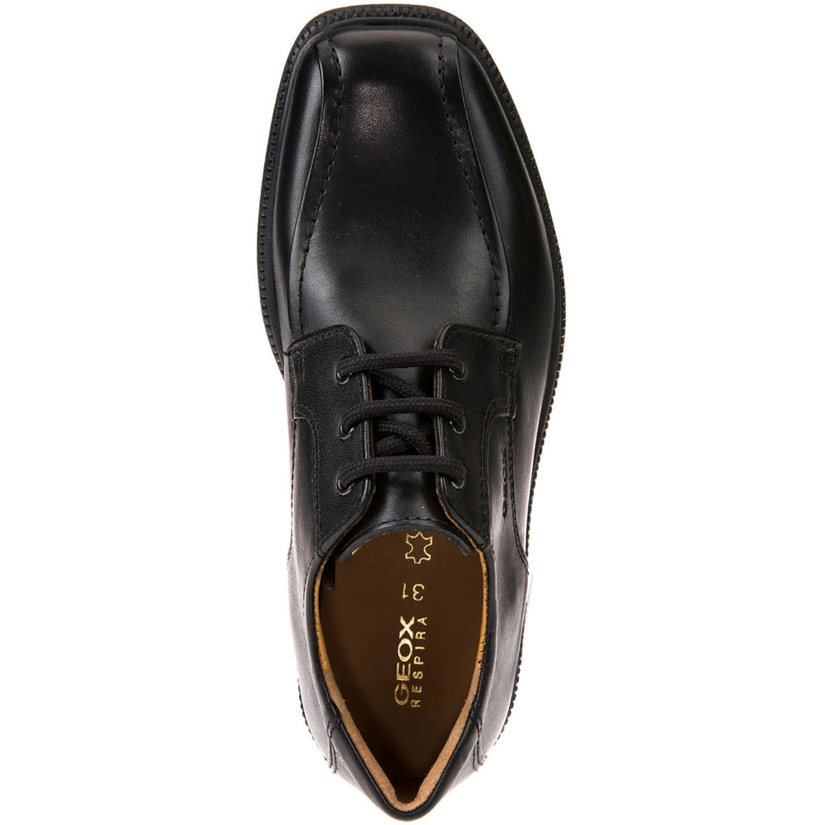 Geox J Federico H Leather  Black Lace-Up Shoes