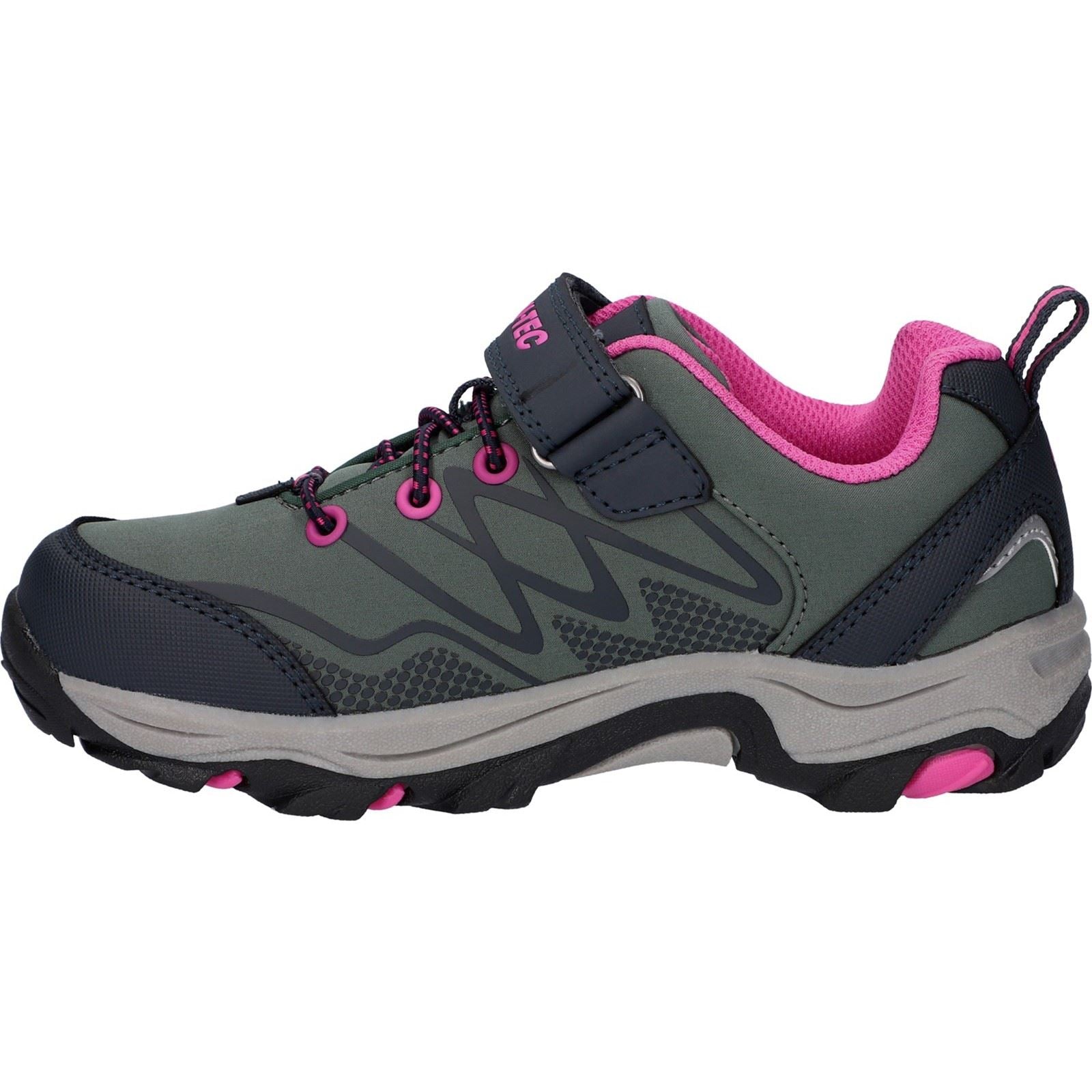 Hi-Tec Blackout Low Synthetic Soft Shell Junior Dark Forest/India Ink/Pink Hiking Boots