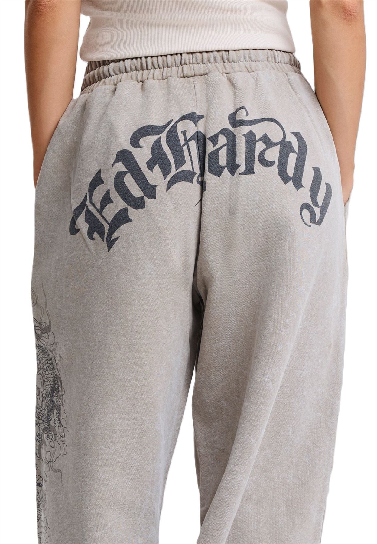 Ed Hardy Gothic Dragon Stone Wash Women's Grey Joggers