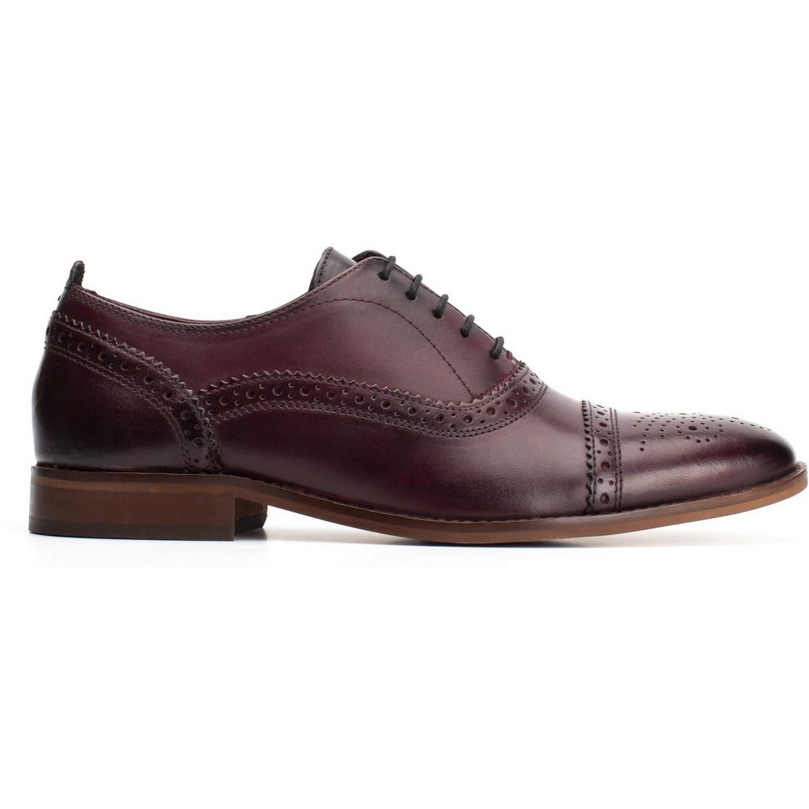 Base London Cast Washed Leather Men's Dark Red Brogues Shoes