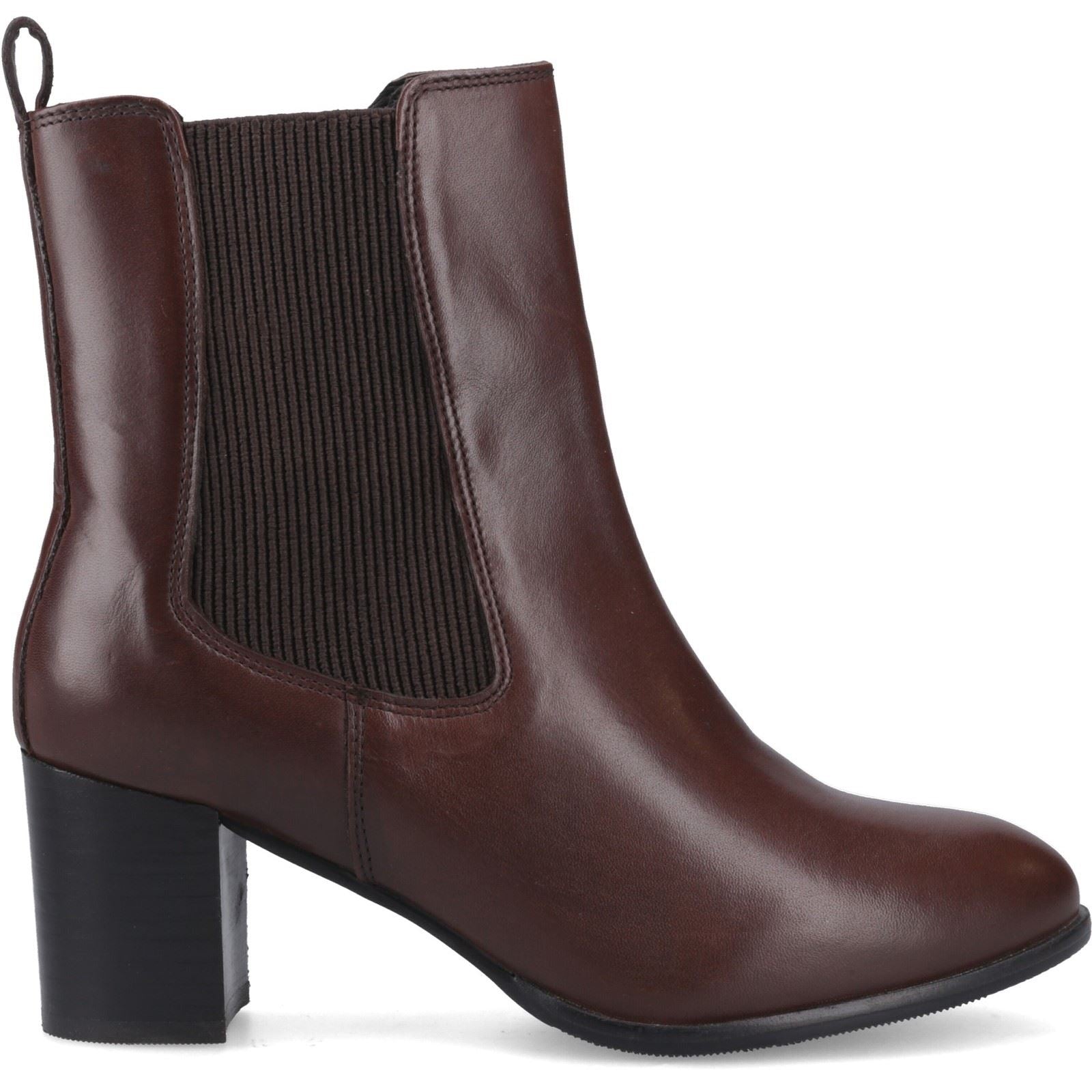 Hush Puppies Camellia Heeled Leather Women's BROWN Heeled Ankle Boots