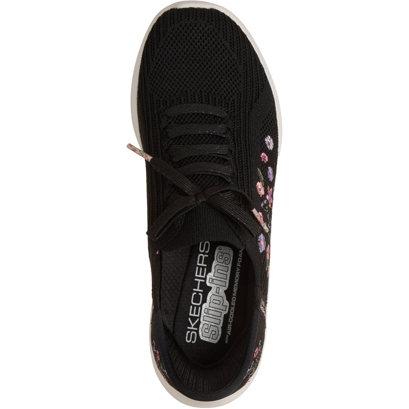 Skechers Ultra Flex 4.0 Sweet Petals Textile Women's Black Knit/Multi Trim Trainers