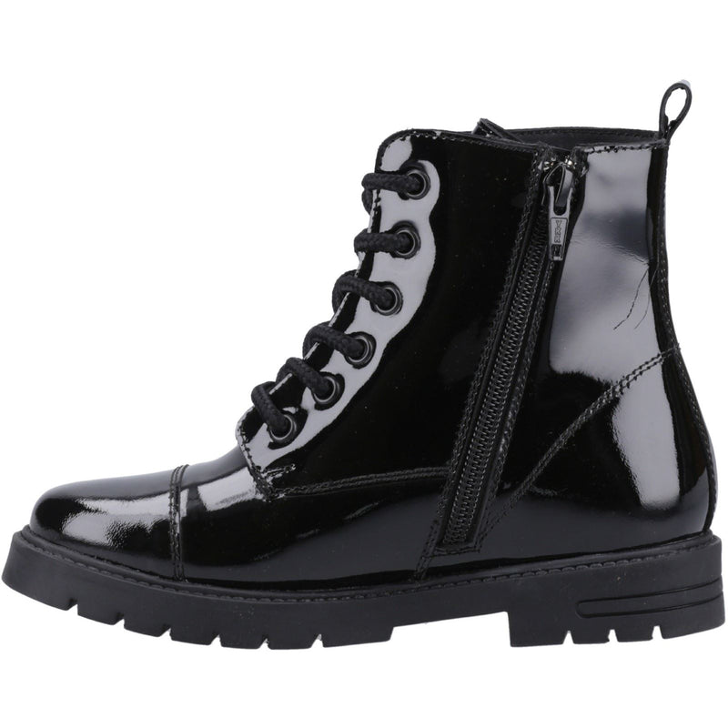 Hush Puppies Lauren Patent Leather Junior Black Boots