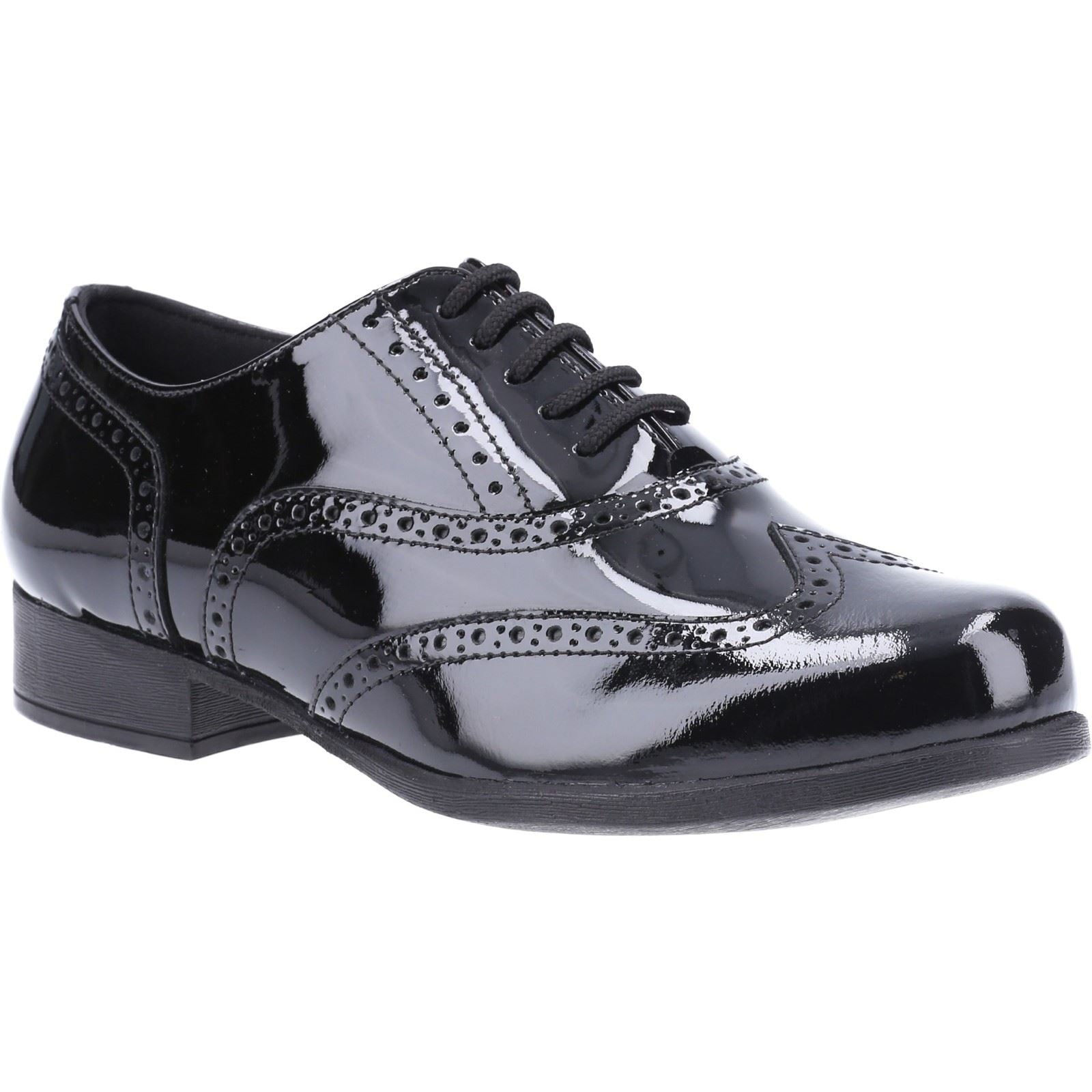 Hush Puppies Kada Youth Girl's Patent Leather Black Brogues