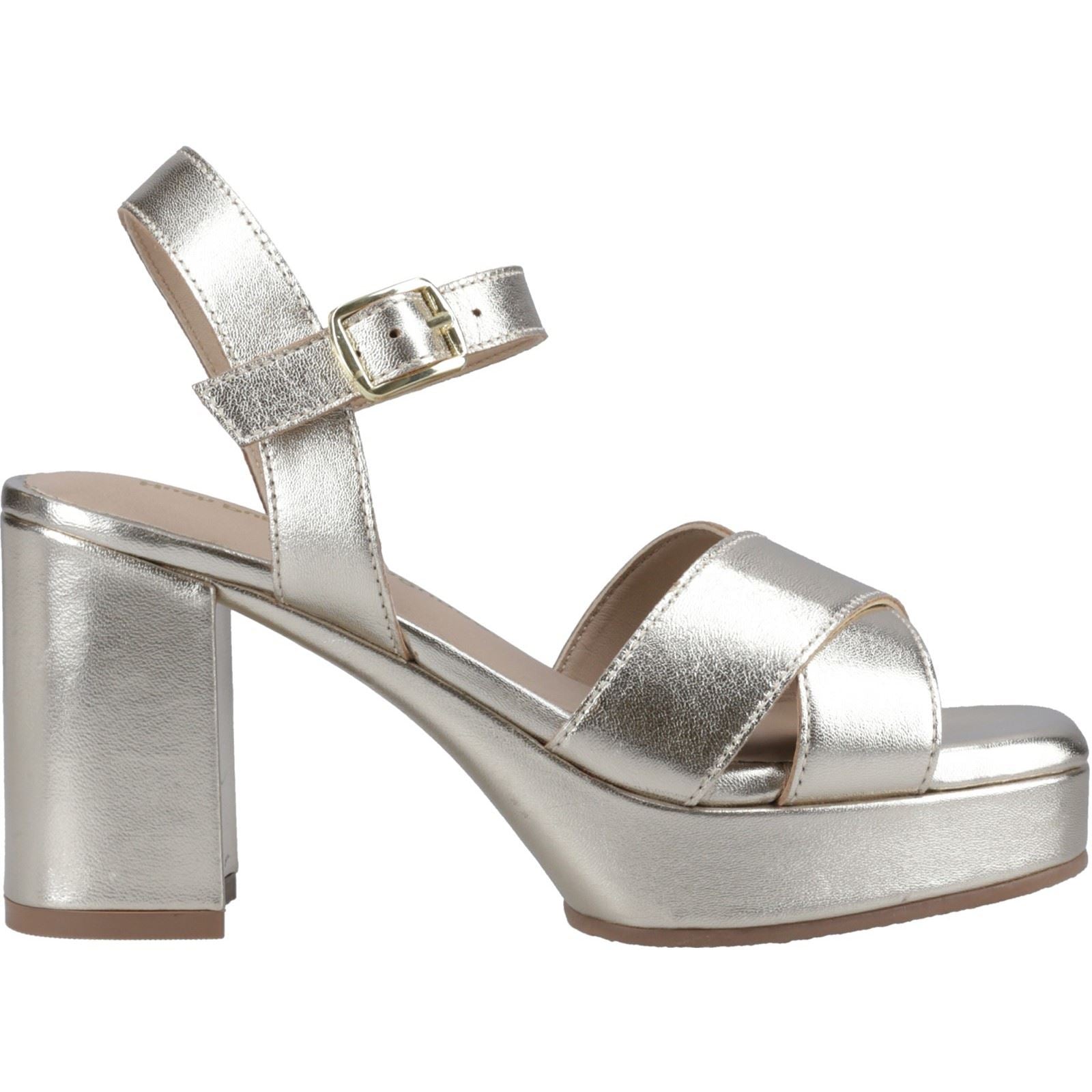 Hush Puppies Ophelia Leather Heel Suede Women's Gold Heels