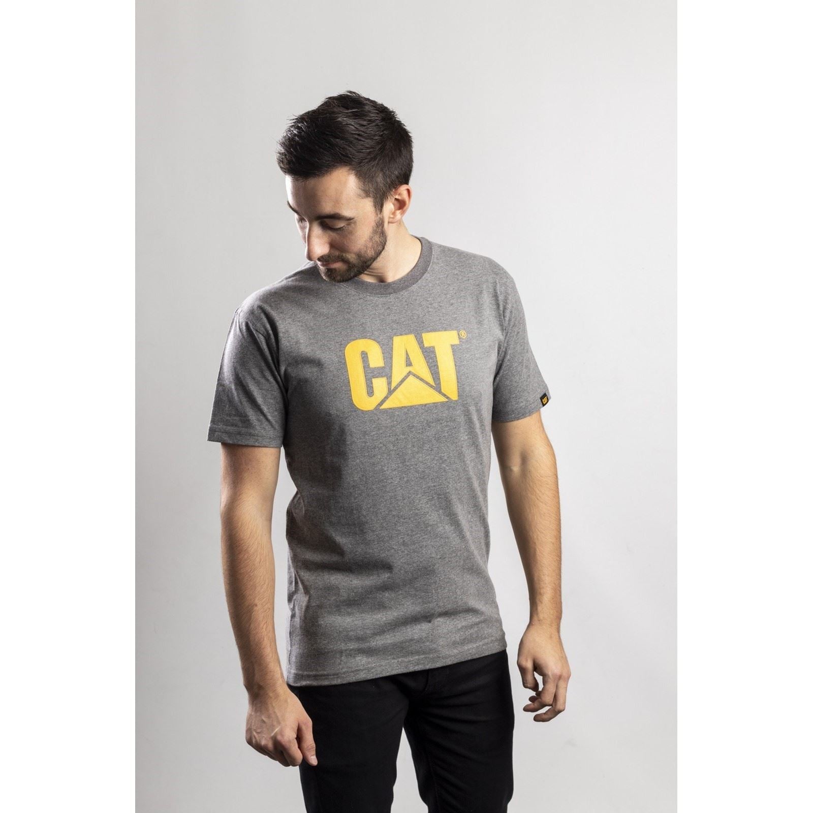 Caterpillar Trademark Logo Cotton Men's Grey T-Shirt