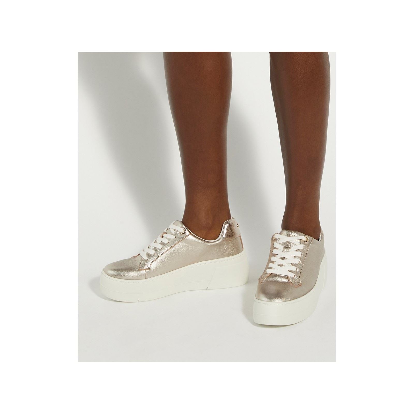 Dune Episode Leather Women's Gold Trainers
