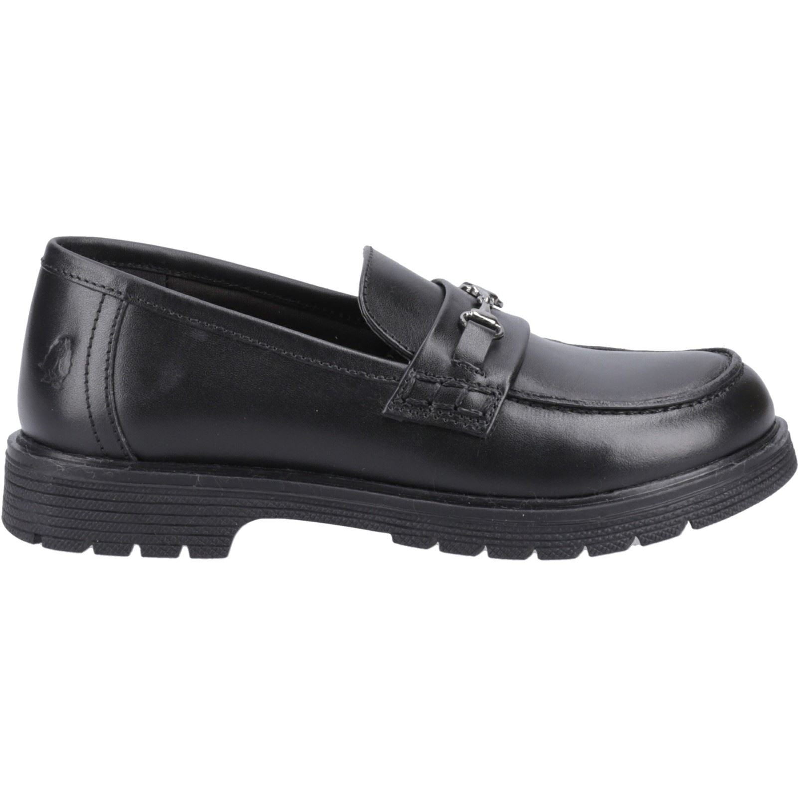 Hush Puppies Lydia Leather Youth Girl's Black Loafers
