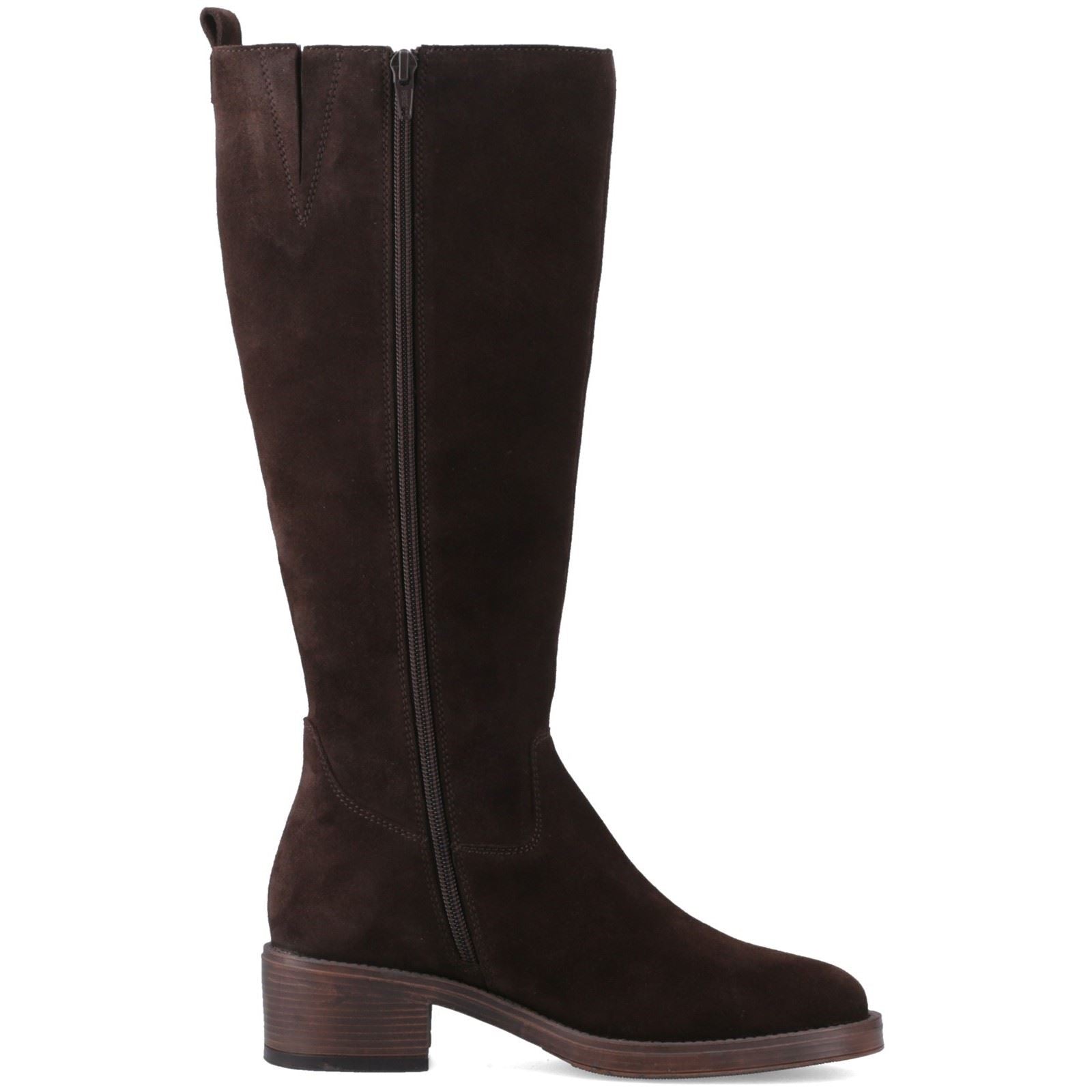 Hush Puppies Antonia Long Suede Women's Chocolate Heeled Knee High Boots
