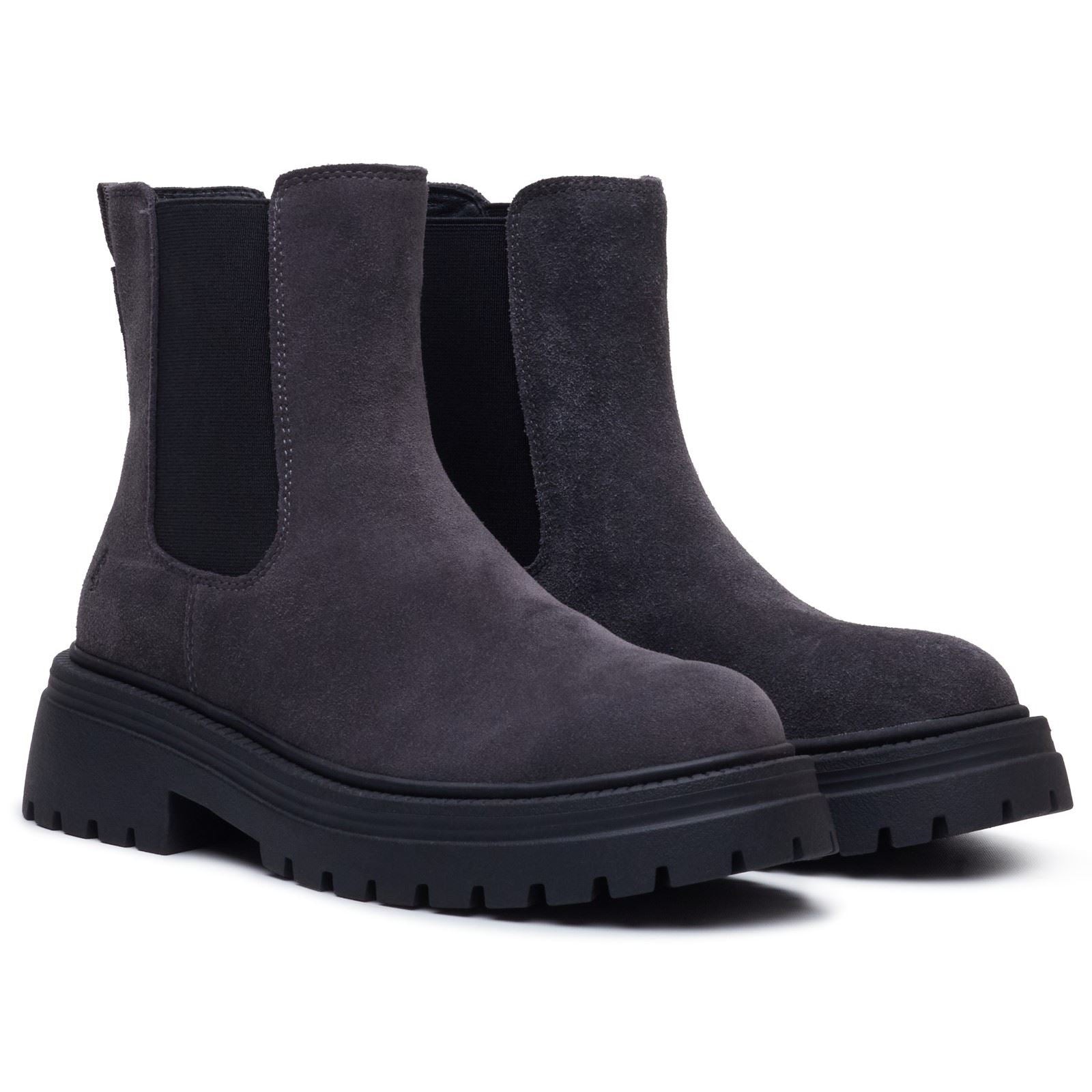Hush Puppies Rose Chelsea Leather Women's Charcoal Heeled Chelsea Boots
