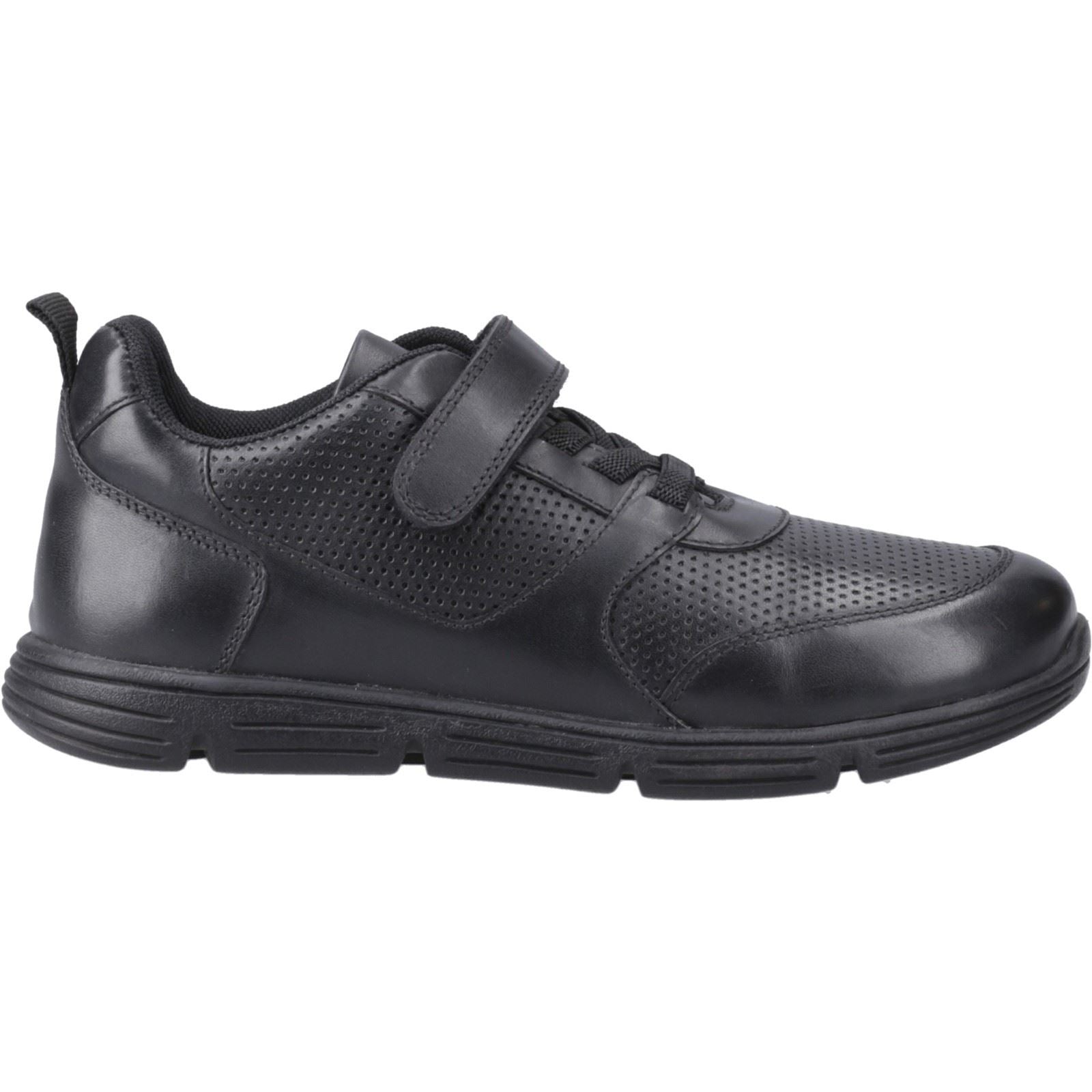 Hush Puppies Alfie Bungee Leather Youth Black Shoes