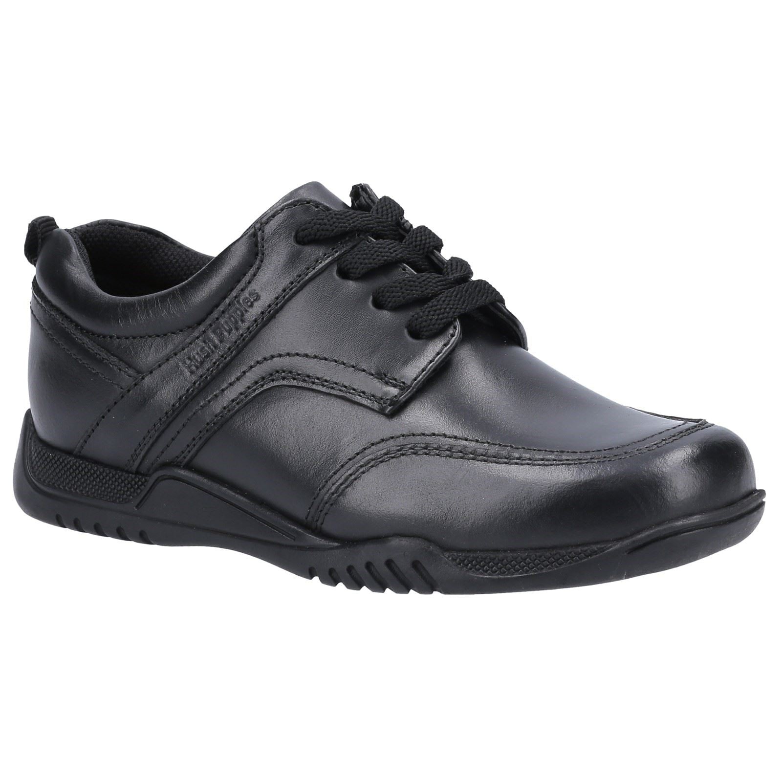 Hush Puppies Harvey Youth Boys Black Leather Lace-Up Shoes