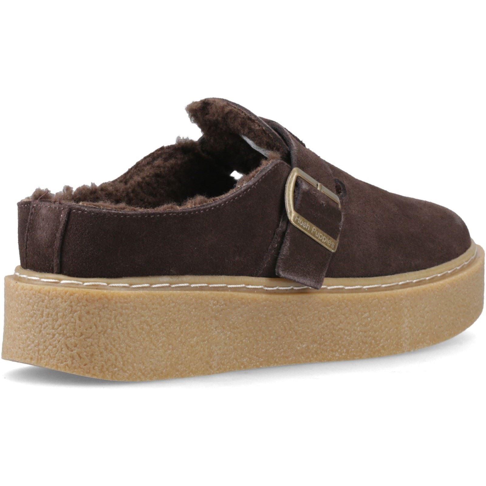 Hush Puppies Blanche Fur Leather Women's Chocolate Mules
