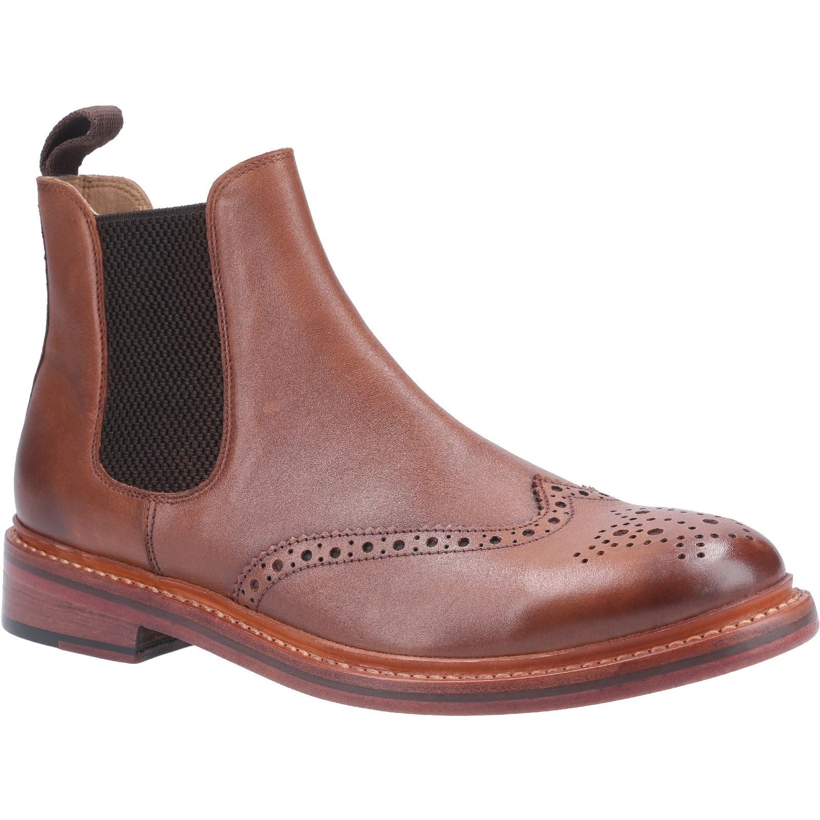 Cotswold Men's Cirencester Chelsea Boot - Brown Leather Brogue Wing-Tip Ankle Boot UK 6 / EU 40 - View #4