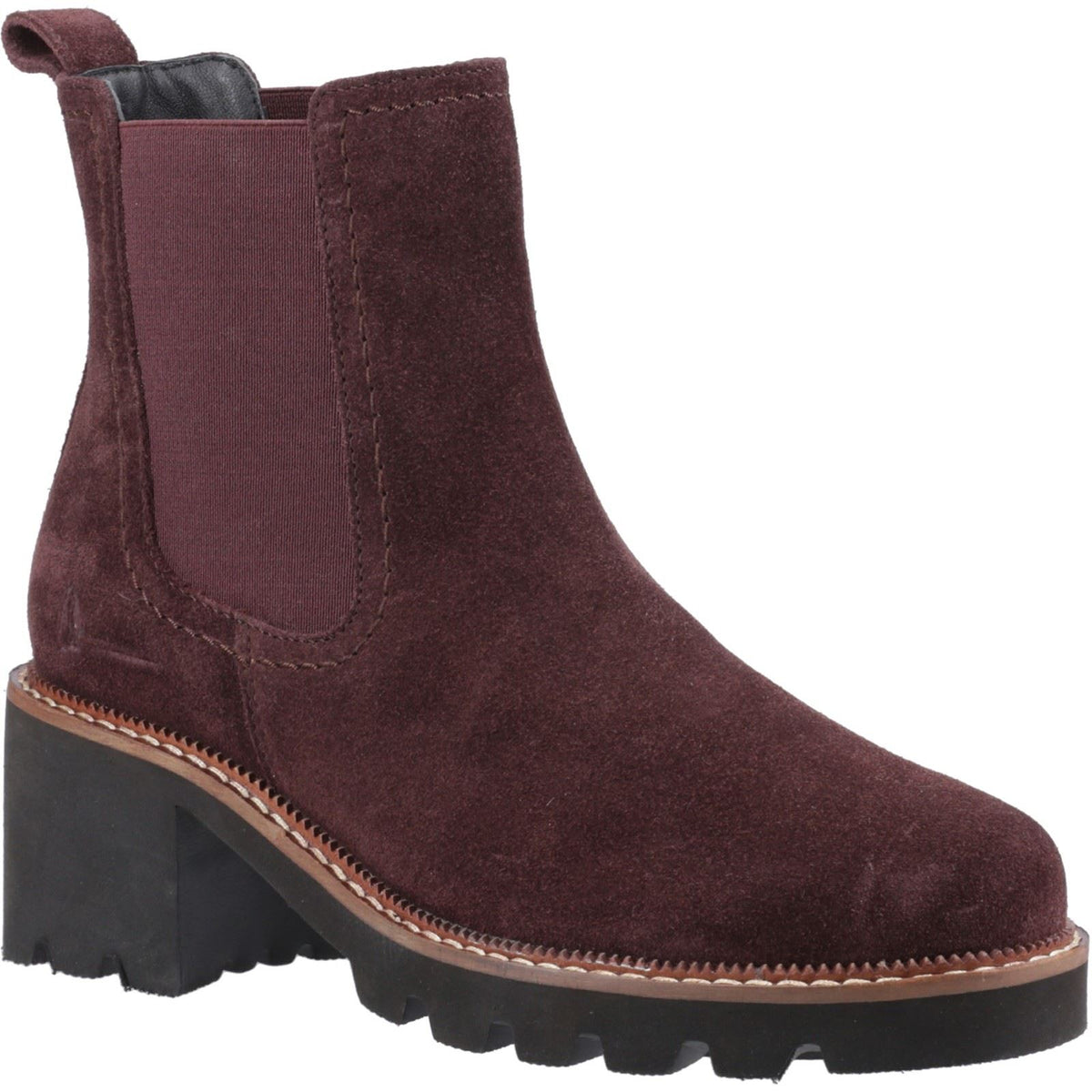 Hush Puppies Gaia Leather Women's Plum Heeled Chelsea Boots