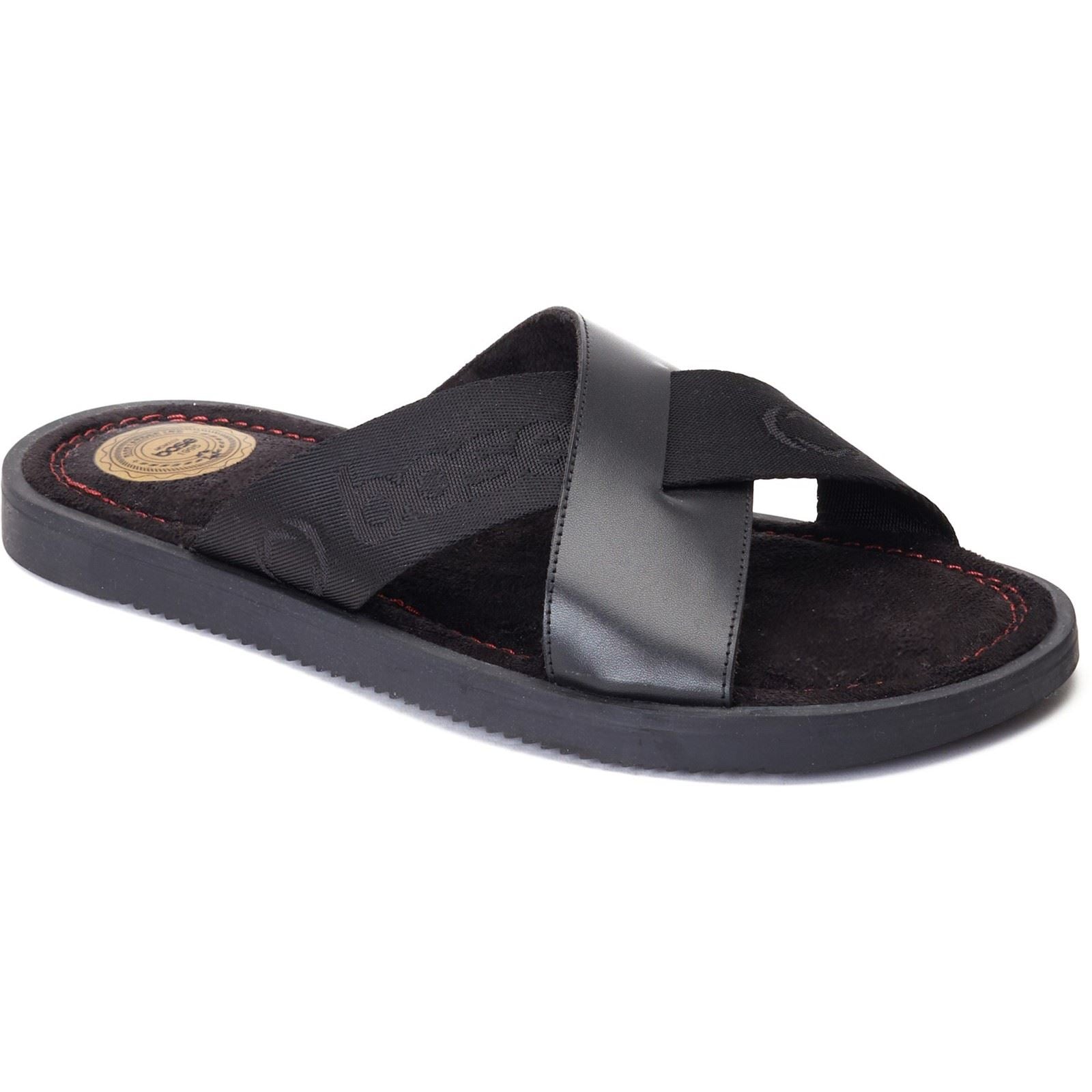 Base London Webb Leather Men's Black Sandals