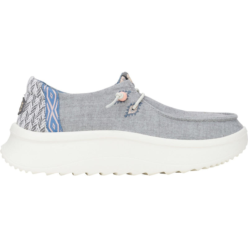 HEYDUDE Wendy Peak Chambray Woven Synthetic Women's Grey Loafers
