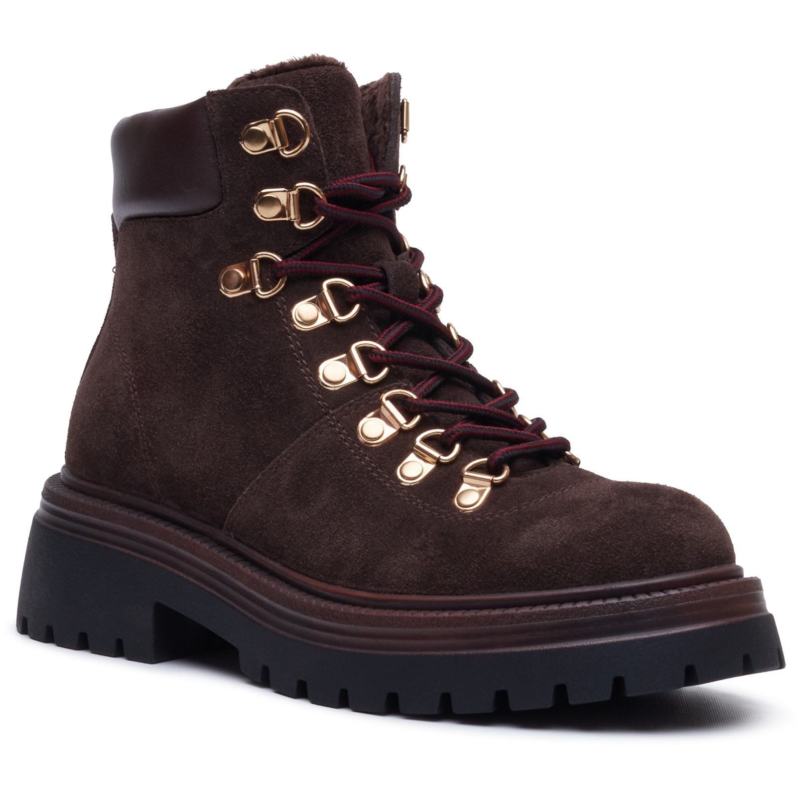 Hush Puppies Robyn Hiker Suede Women's CHOCOLATE Heeled Ankle Boots