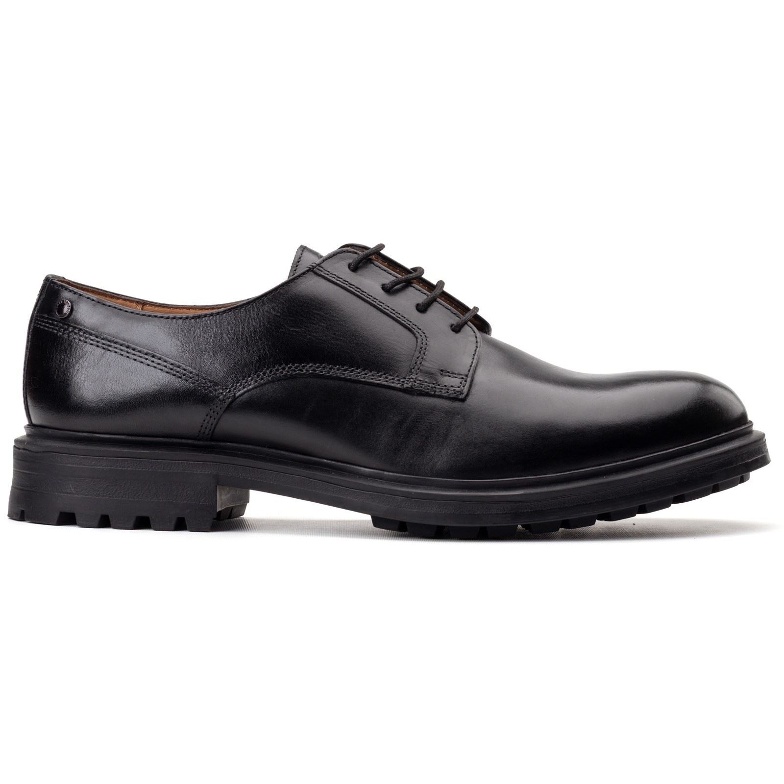 Base London Locke Leather Men's Black Lace-Up Shoes