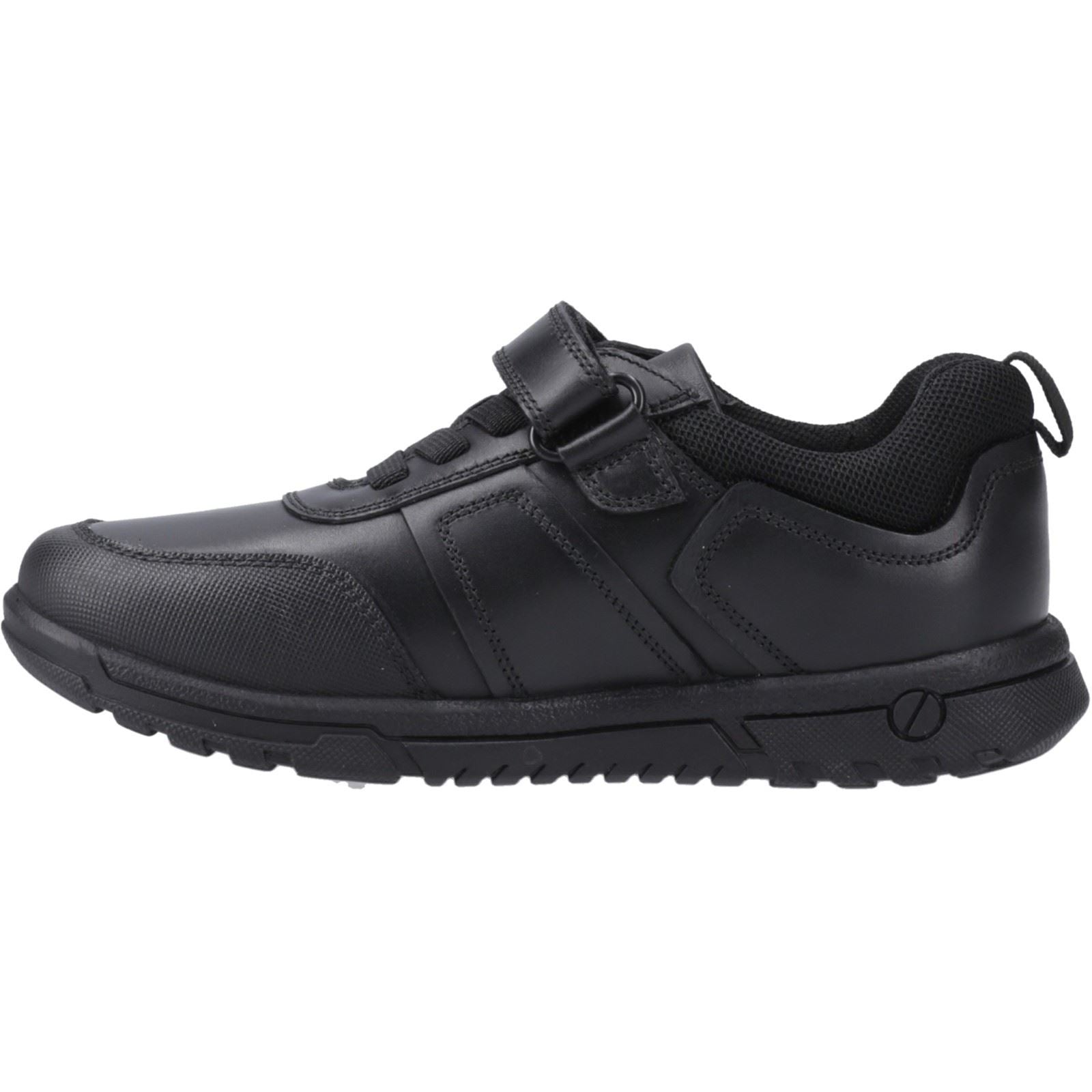 Hush Puppies Sutton Bungee Leather Junior Black Lace-Up Shoes