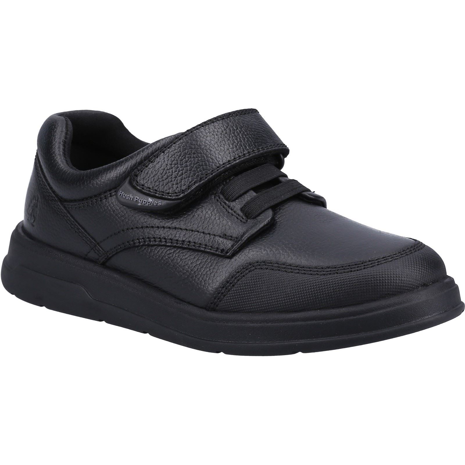 Hush Puppies Rowan Leather Youth Boy's Black Lace-Up Shoes