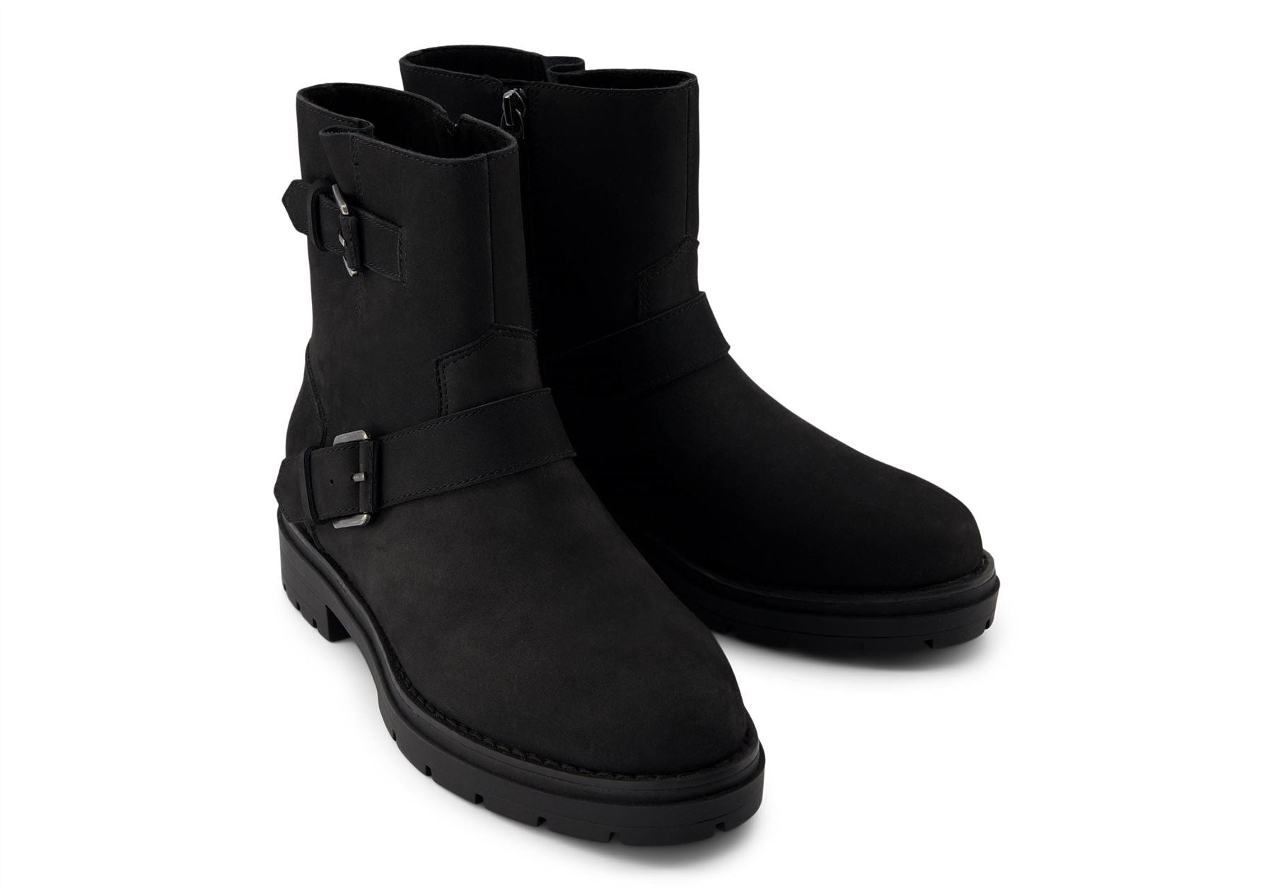 TOMS Ionie Moto Nubuck Leather Women's Black Boots