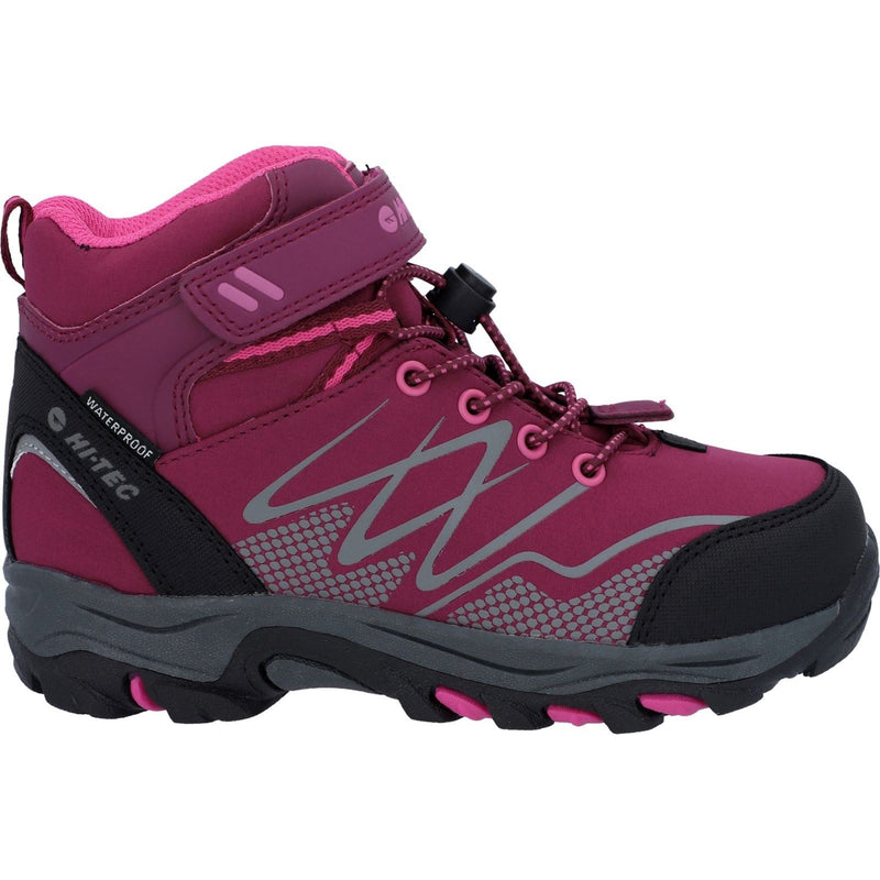 Hi-Tec Blackout Mid Synthetic Soft Shell Junior Dark Rose/Fuchsia Hiking Boots