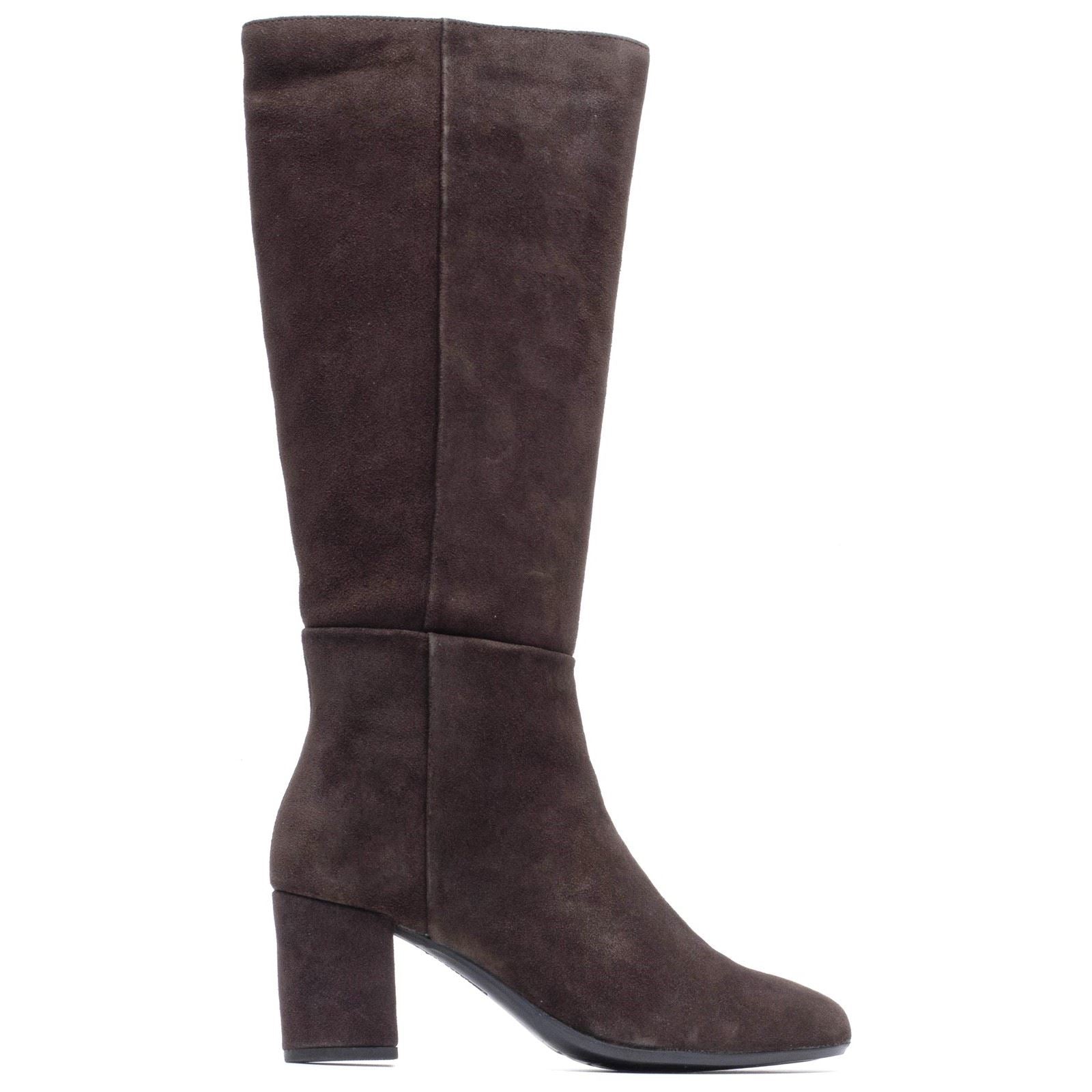 Hush Puppies Oprah Suede Long Leather Women's Chocolate Heeled Knee High Boots