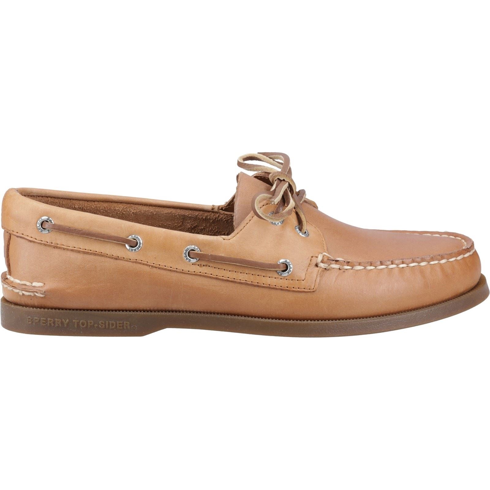 Sperry Authentic 2 Eye Leather Boy's Royal Brown/Maron Royal Boat Shoes